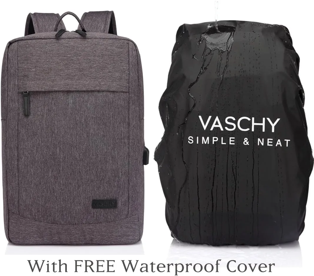 VASCHY Business Laptop Backpack for 17 inch Computer With USB Charging Cable