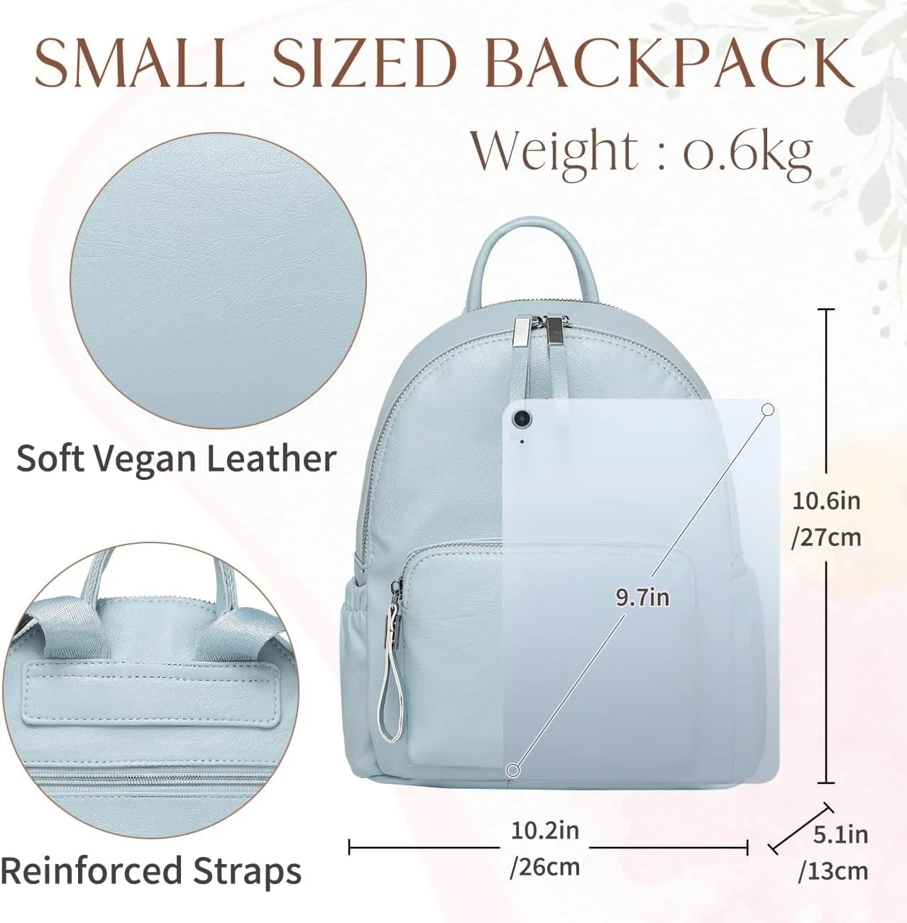 VASCHY Mini Backpack Purse, Faux Leather Small Backpack for Women (Sky Blue)