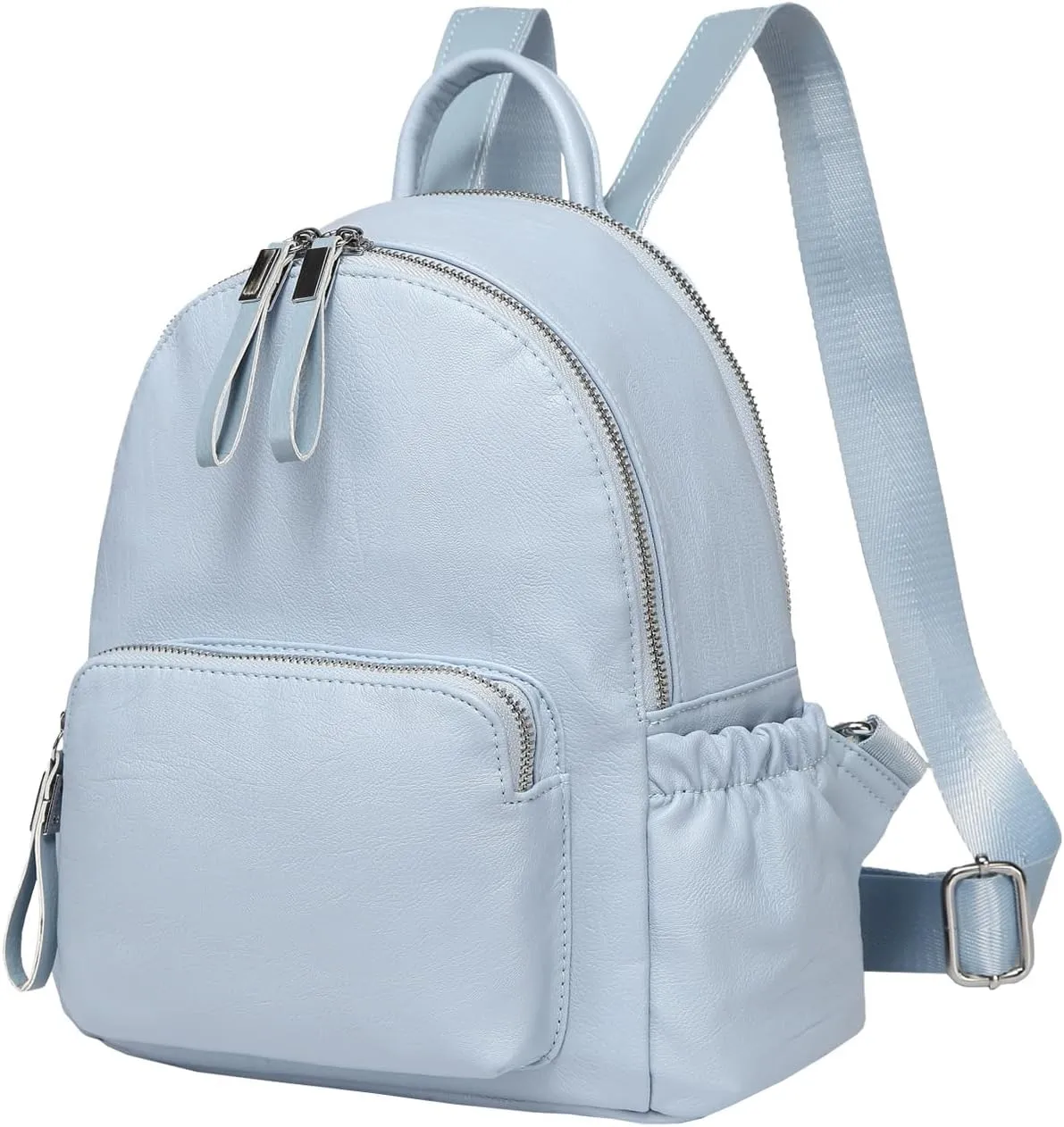VASCHY Mini Backpack Purse, Faux Leather Small Backpack for Women (Sky Blue)