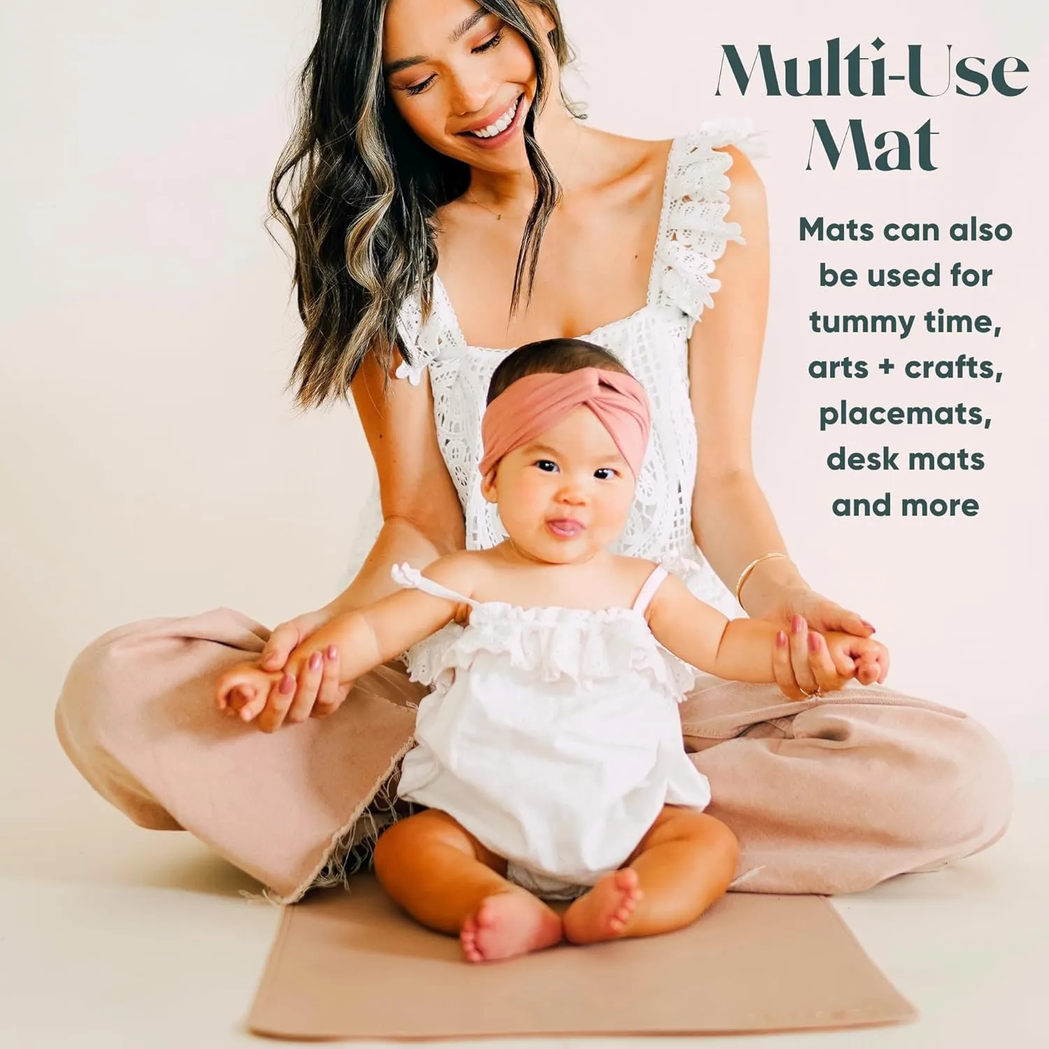 Vegan Leather Baby Changing Mat (16 X 30 in) - Multipurpose Wipeable and Portable Diaper Changing Mat - Foldable Travel Changing Mat (Sage Scallop)