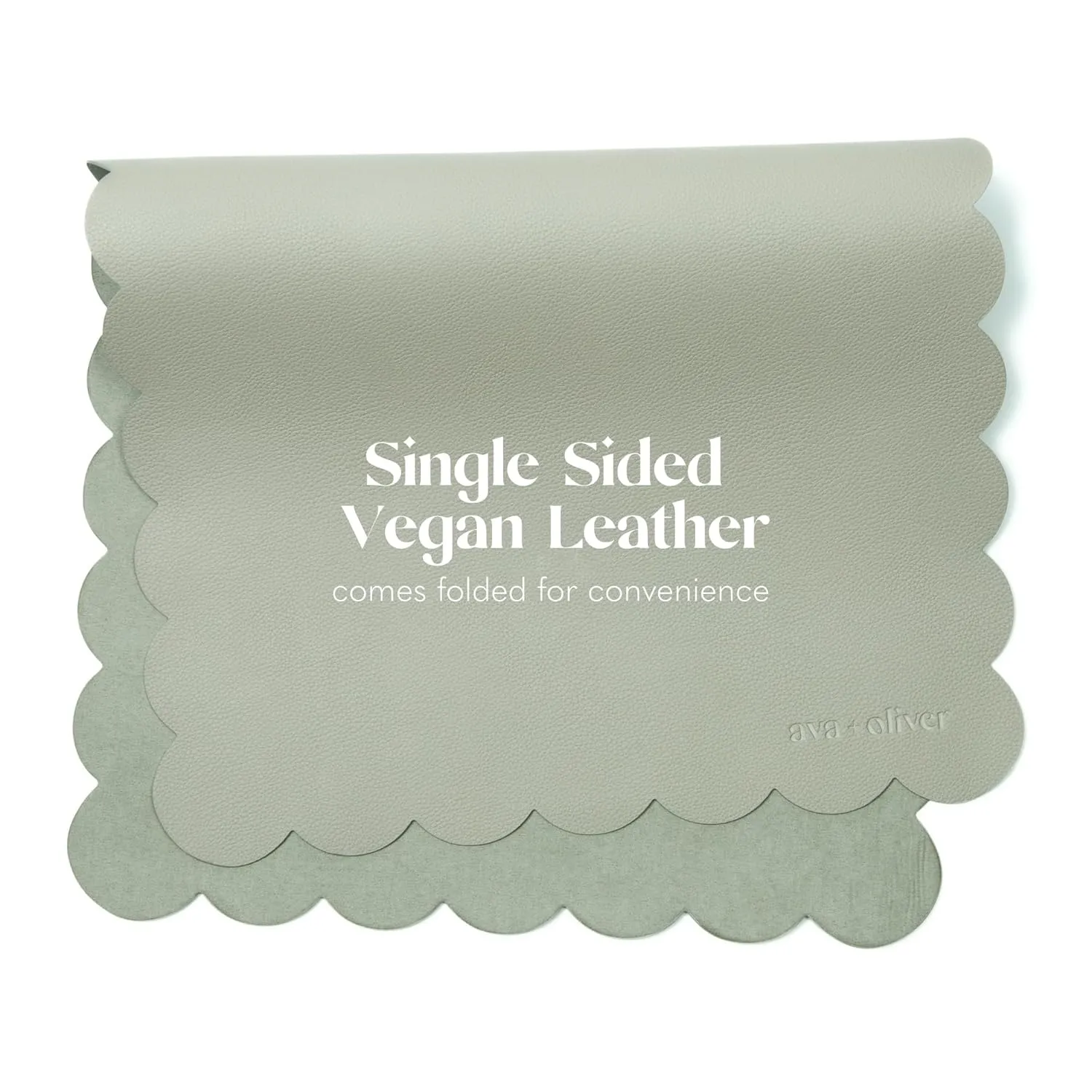 Vegan Leather Baby Changing Mat (16 X 30 in) - Multipurpose Wipeable and Portable Diaper Changing Mat - Foldable Travel Changing Mat (Sage Scallop)