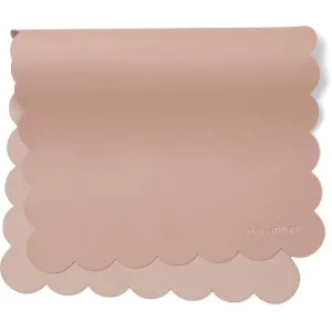 Vegan Leather Baby Changing Mat (16 X 30 in) - Multipurpose Wipeable and Portable Diaper Mat - Foldable Travel Changing Pad (Pink Scallop)