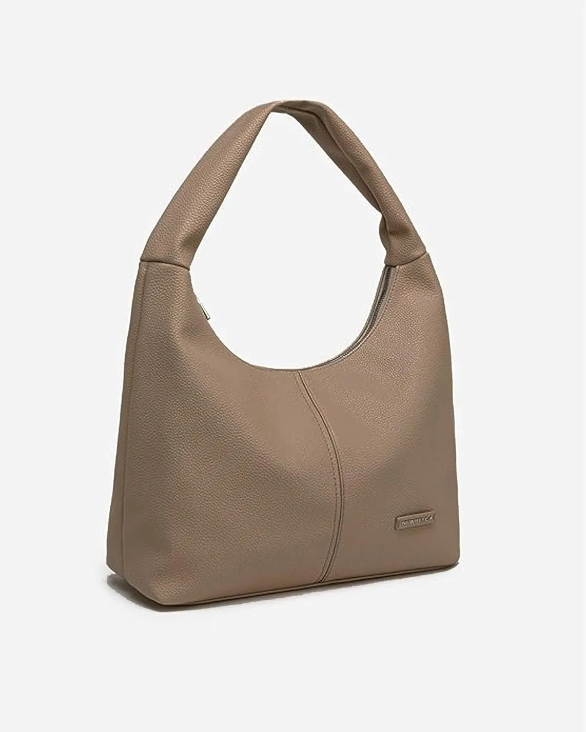 Vegan Leather Shoulder Handbag with Wide Strap, Multiple Zipper Pockets, Flat Bottom, Black