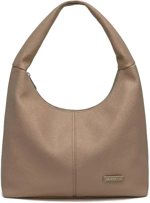 Vegan Leather Shoulder Handbag with Wide Strap, Multiple Zipper Pockets, Flat Bottom, Black