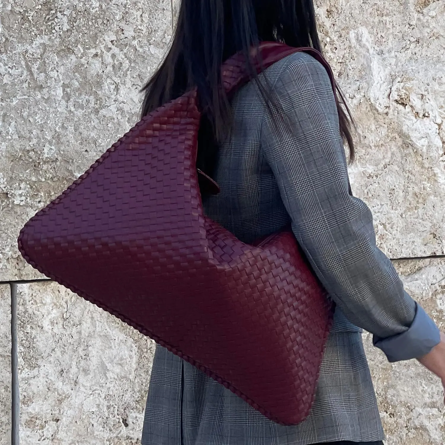 Vegan Leather Woven Hobo Bag, Braided Handbag, Woven Shoulder Bag