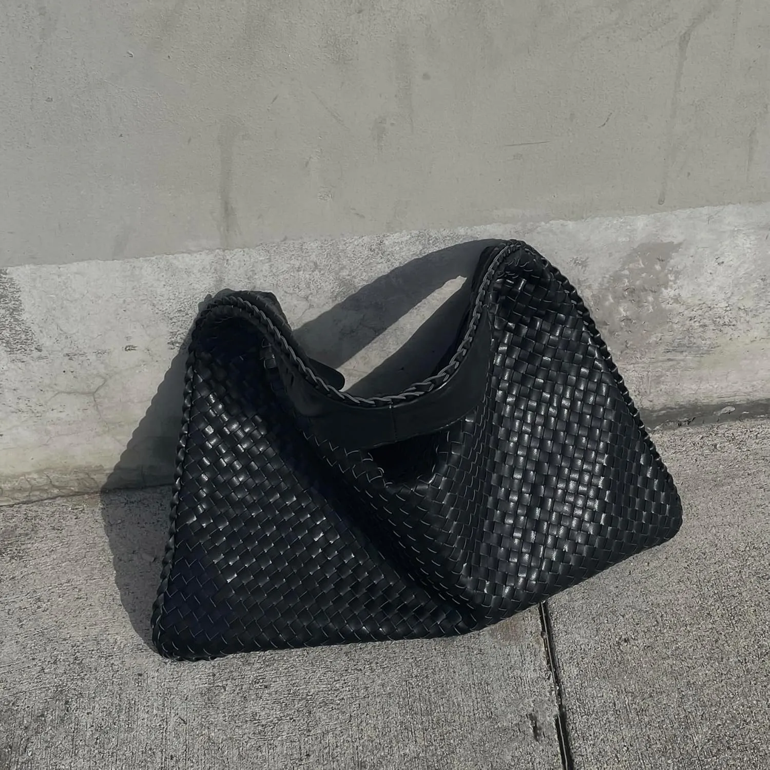 Vegan Leather Woven Hobo Bag, Braided Handbag, Woven Shoulder Bag