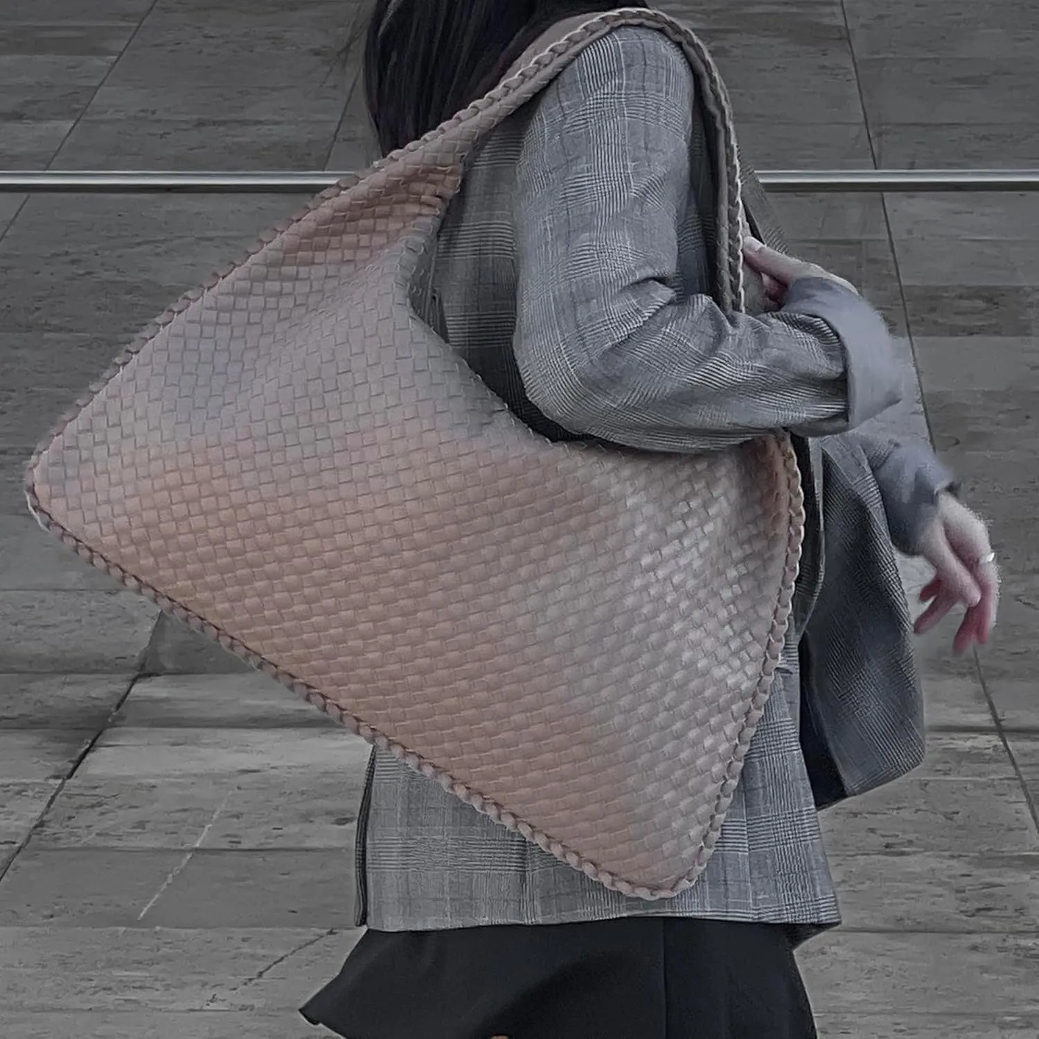Vegan Leather Woven Hobo Bag, Braided Handbag, Woven Shoulder Bag