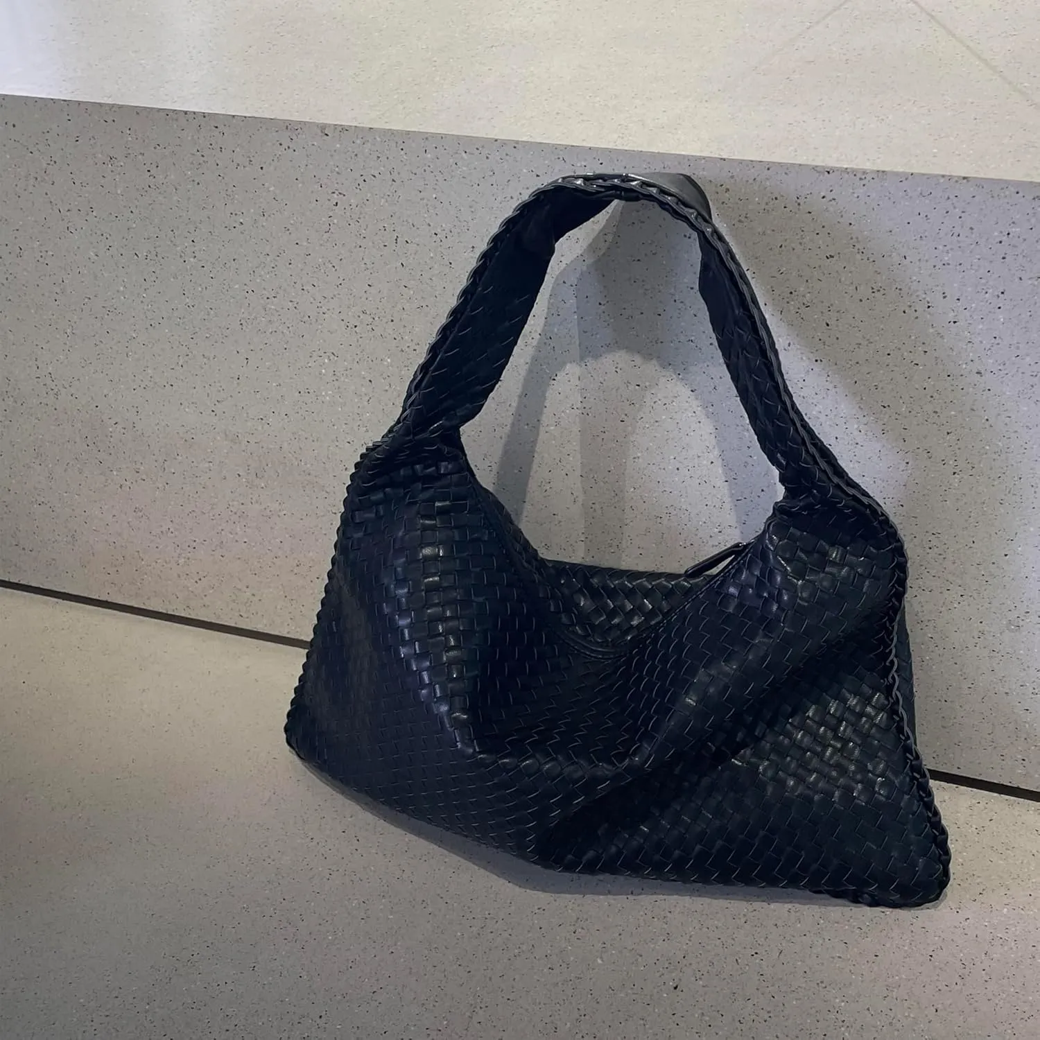 Vegan Leather Woven Hobo Bag, Braided Handbag, Woven Shoulder Bag