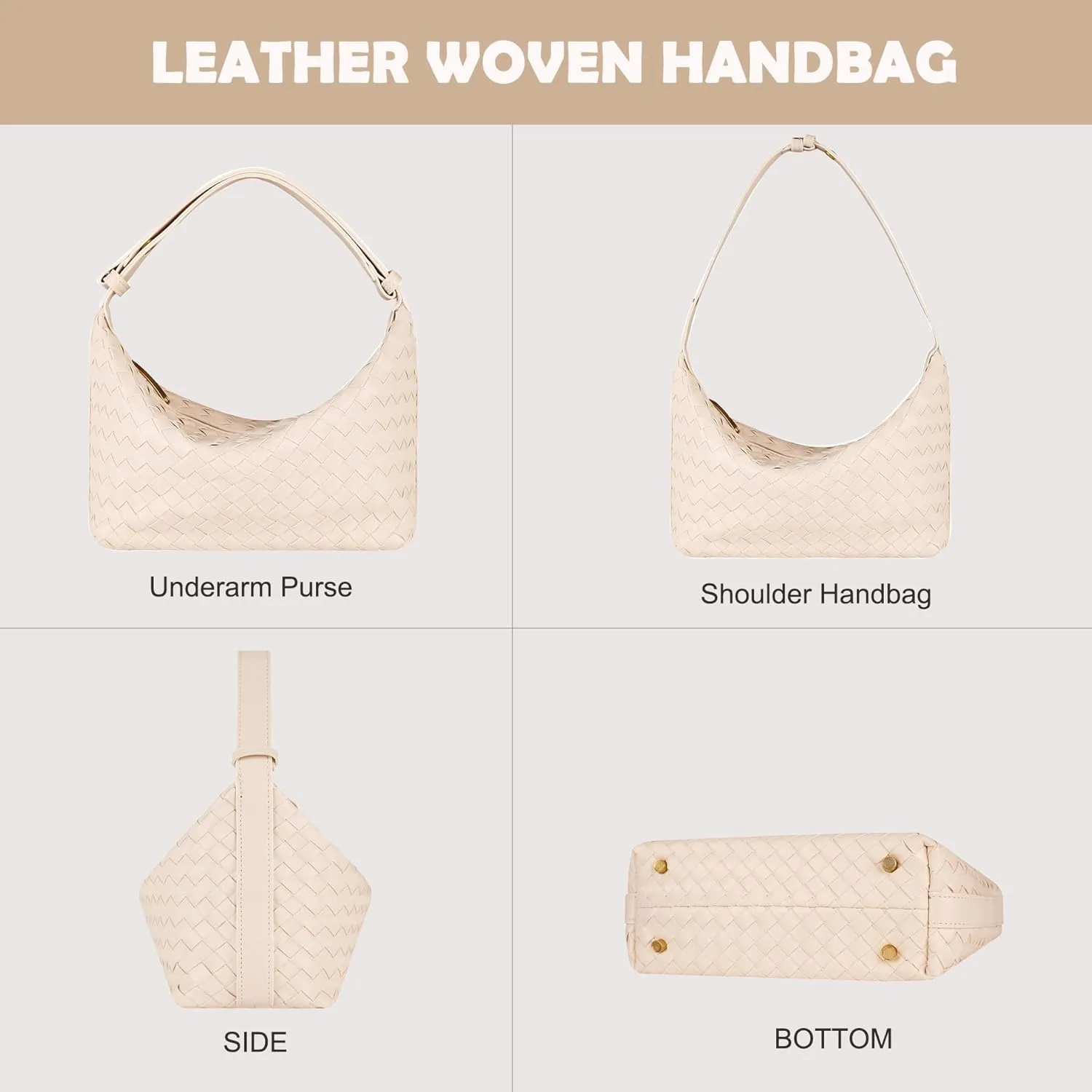 Vegan Leather Woven Tote Handbag, Top-handle Shoulder Bag, Pure Underarm Purse, Clutch, Braided