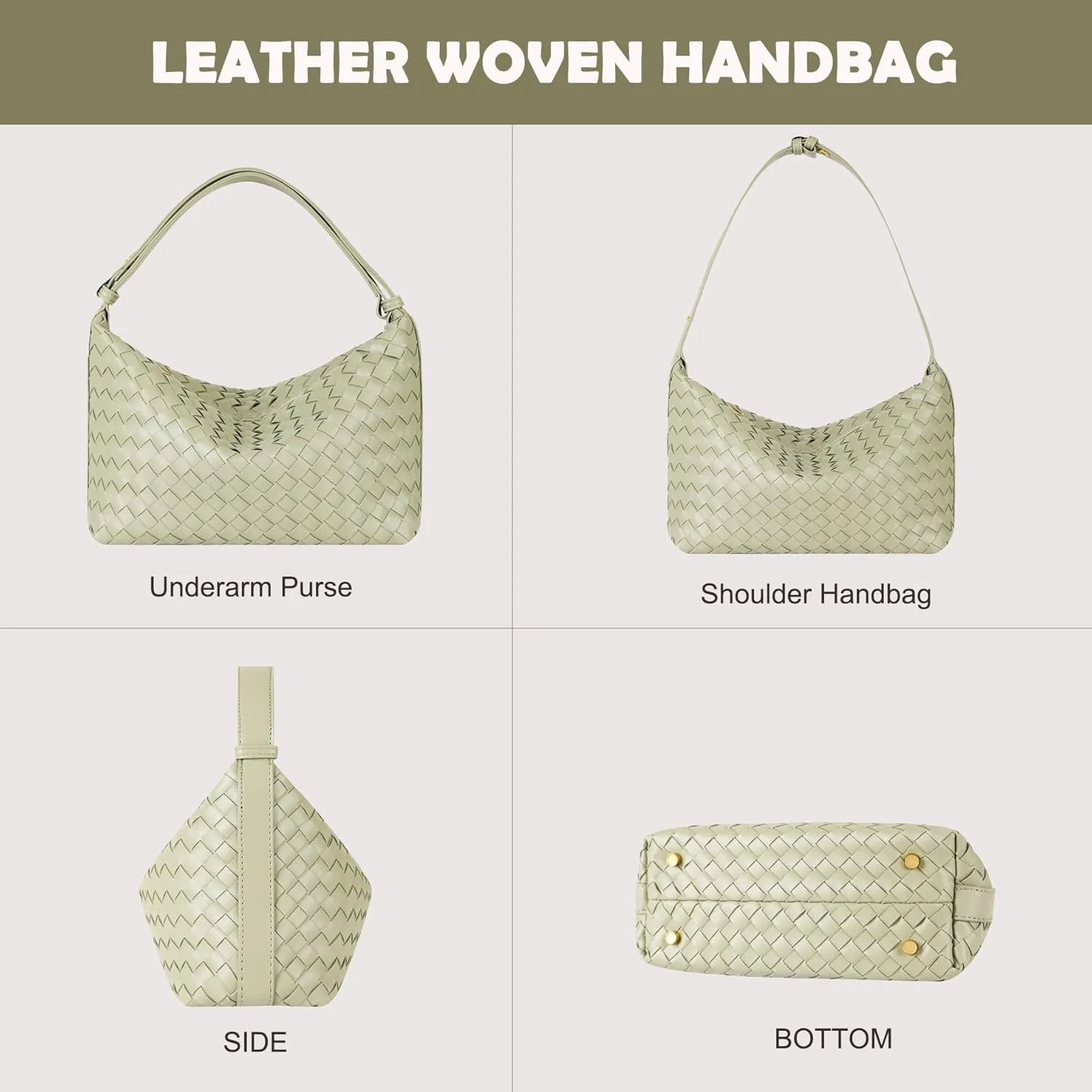 Vegan Leather Woven Tote Handbag, Top-handle Shoulder Bag, Pure Underarm Purse, Clutch, Braided