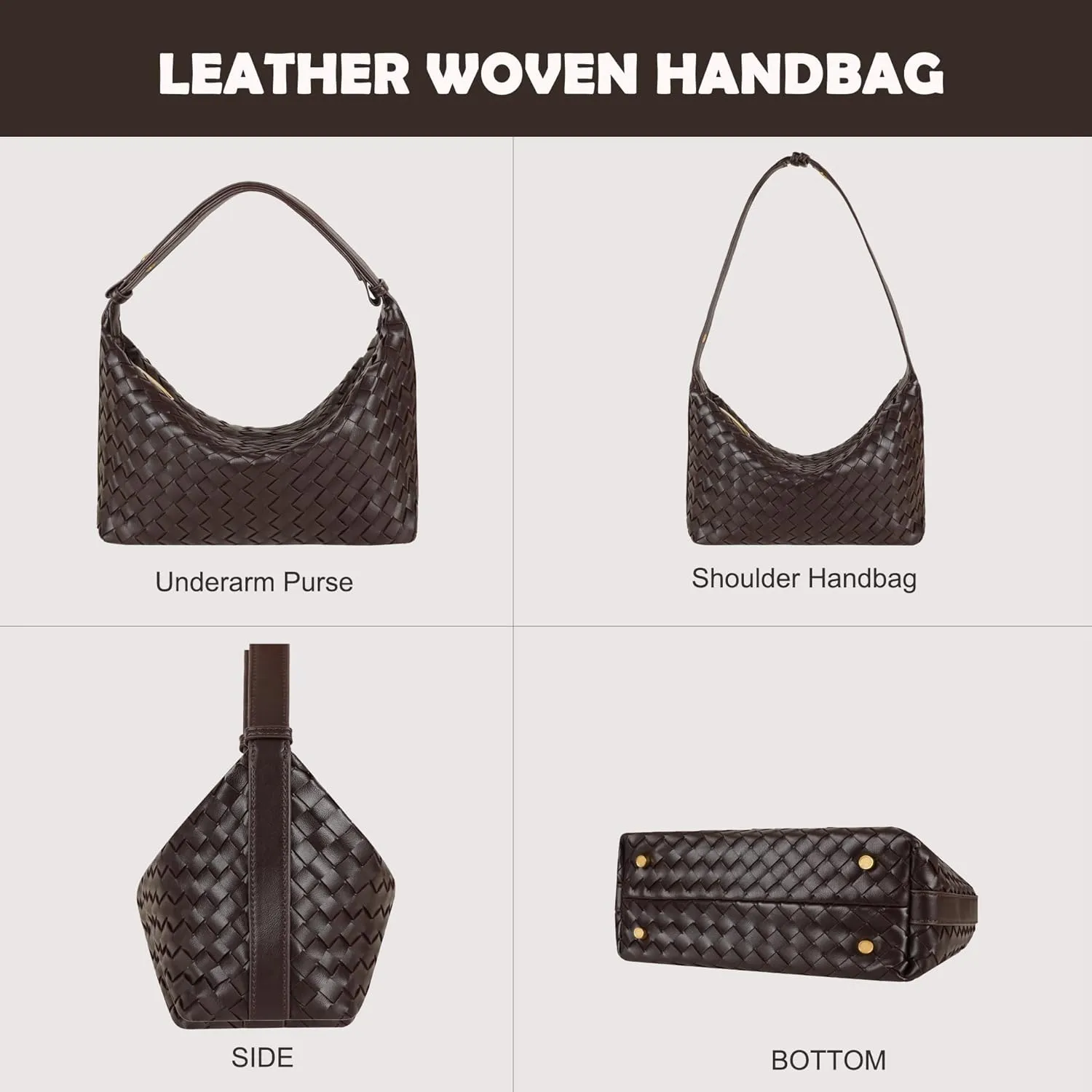 Vegan Leather Woven Tote Handbag, Top-handle Shoulder Bag, Pure Underarm Purse, Clutch, Braided