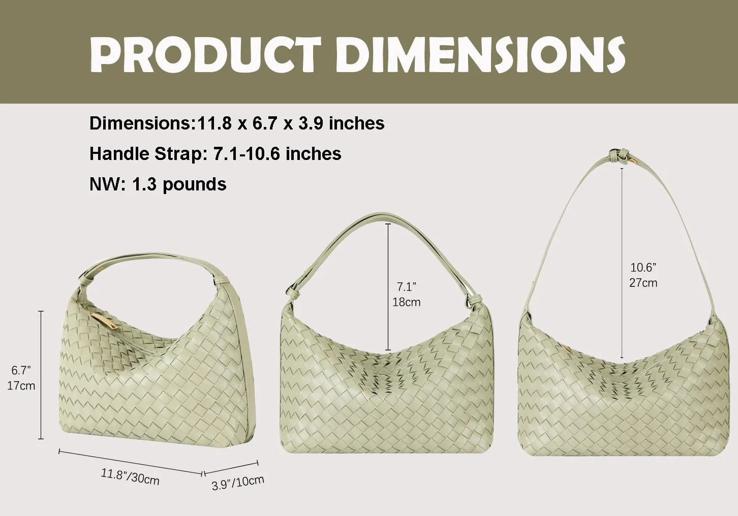 Vegan Leather Woven Tote Handbag, Top-handle Shoulder Bag, Pure Underarm Purse, Clutch, Braided