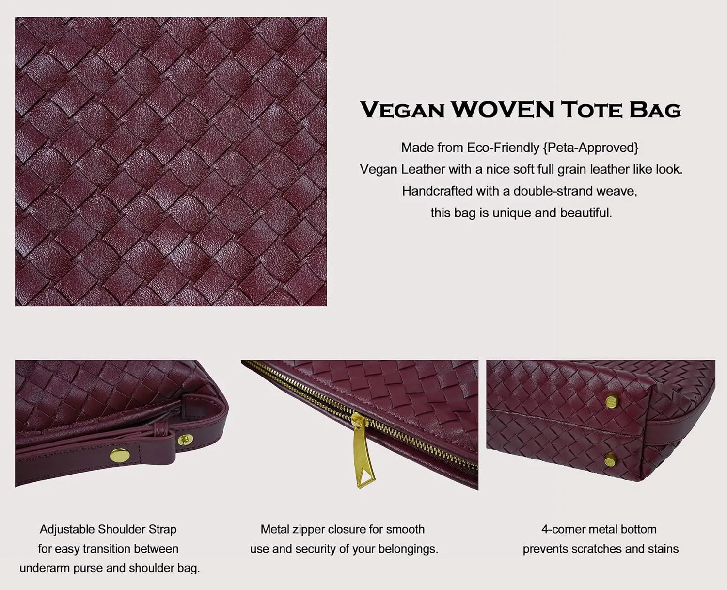 Vegan Leather Woven Tote Handbag, Top-handle Shoulder Bag, Pure Underarm Purse, Clutch, Braided