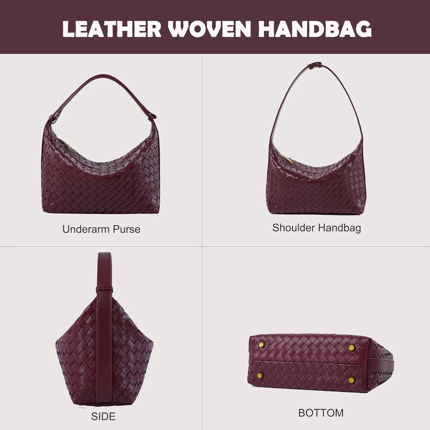 Vegan Leather Woven Tote Handbag, Top-handle Shoulder Bag, Pure Underarm Purse, Clutch, Braided