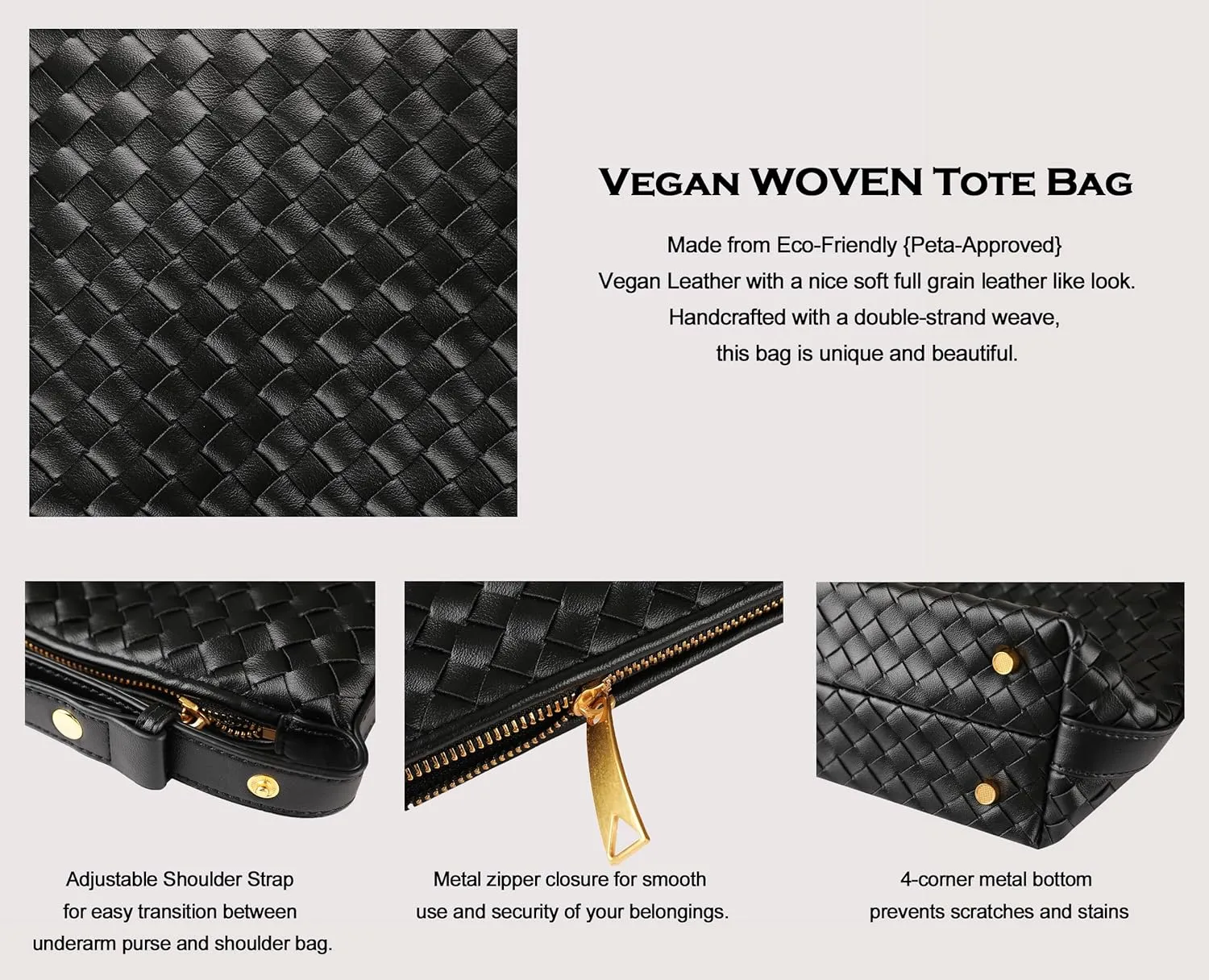 Vegan Leather Woven Tote Handbag, Top-handle Shoulder Bag, Pure Underarm Purse, Clutch, Braided