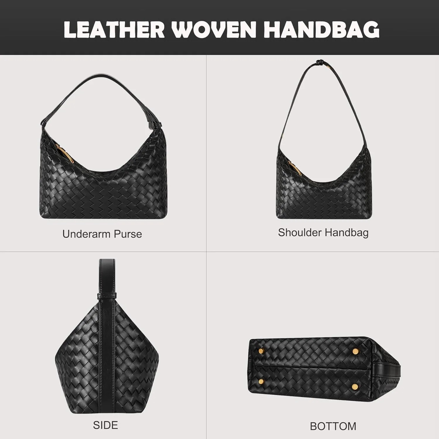 Vegan Leather Woven Tote Handbag, Top-handle Shoulder Bag, Pure Underarm Purse, Clutch, Braided