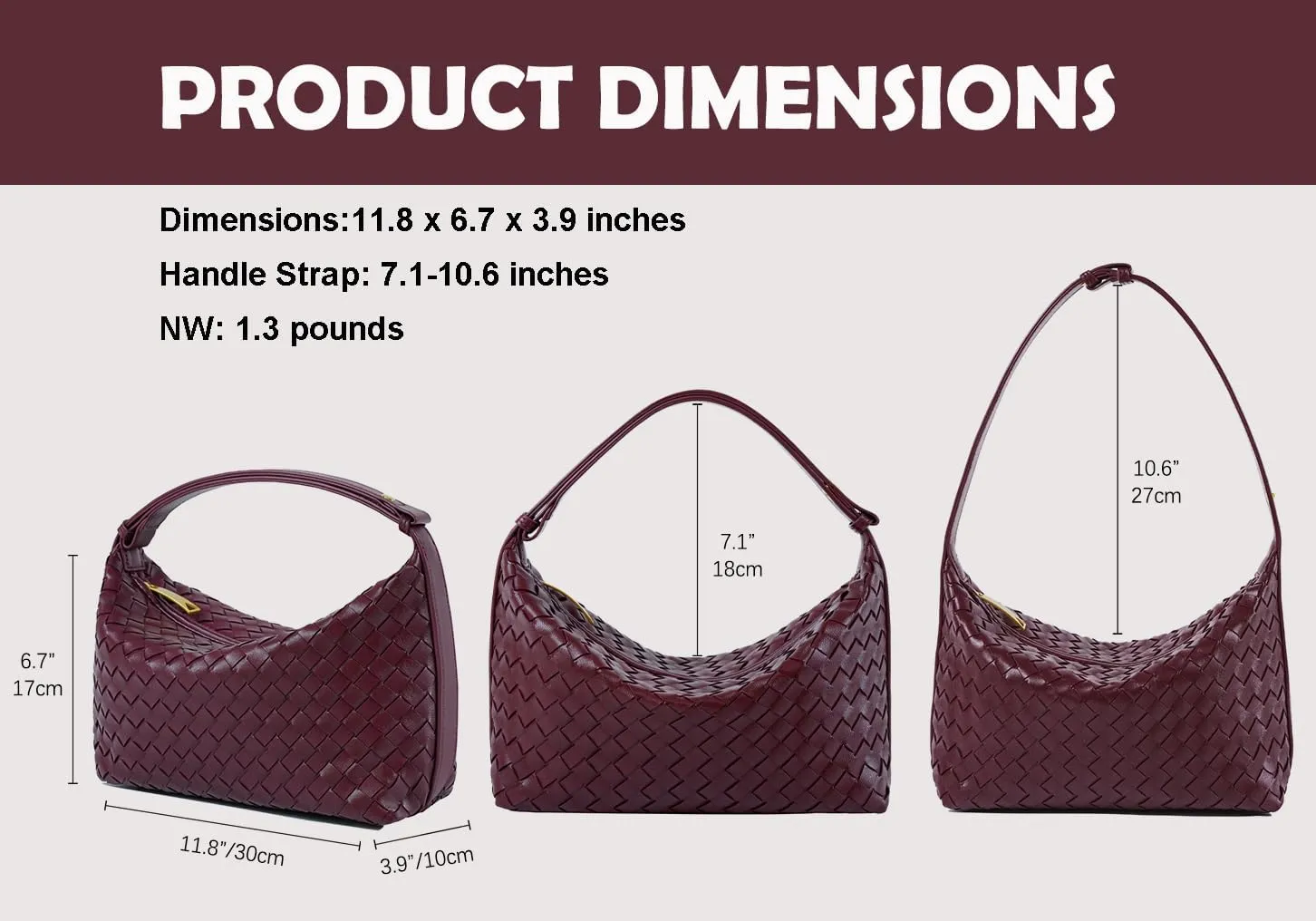 Vegan Leather Woven Tote Handbag, Top-handle Shoulder Bag, Pure Underarm Purse, Clutch, Braided