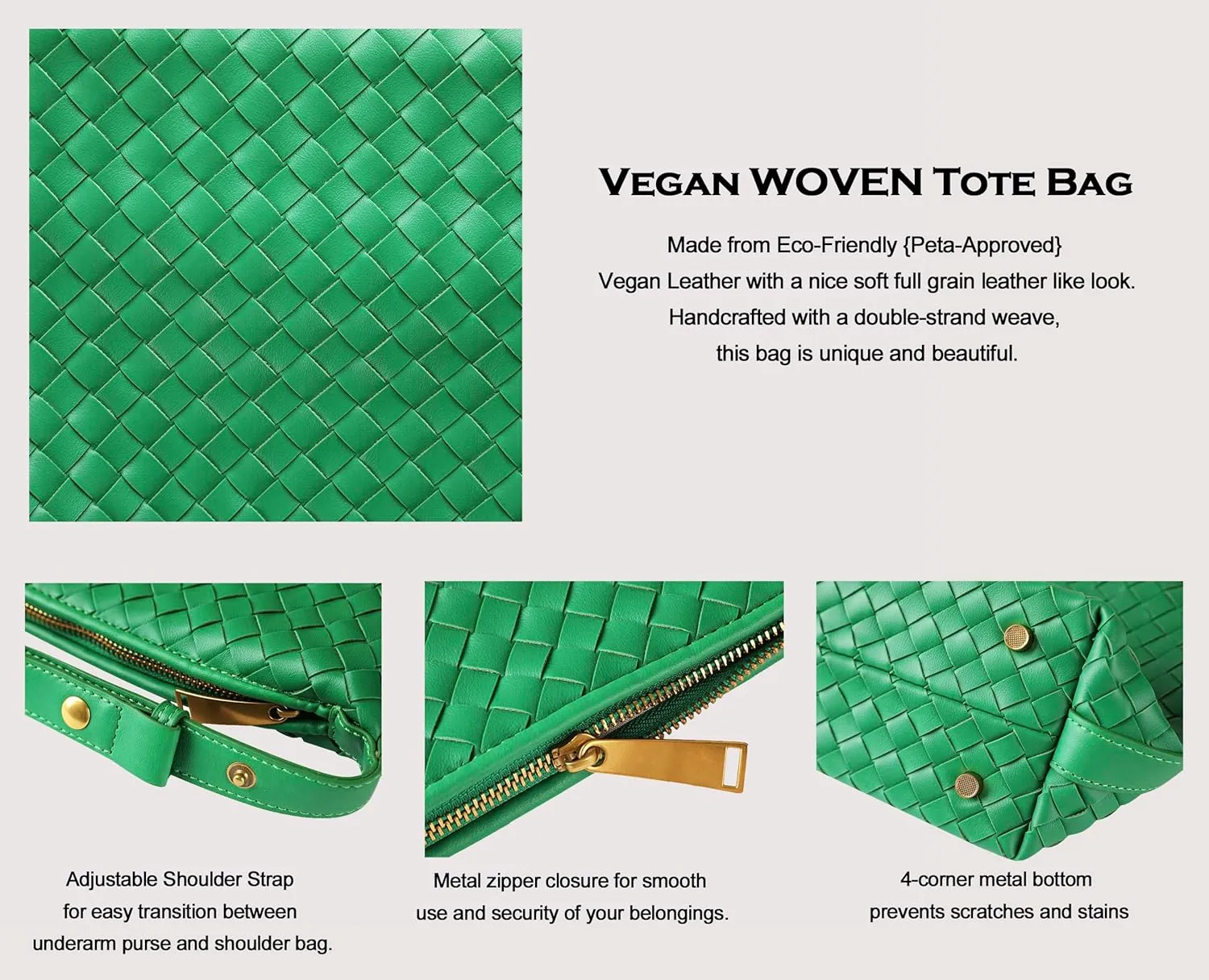 Vegan Leather Woven Tote Handbag, Top-handle Shoulder Bag, Pure Underarm Purse, Clutch, Braided