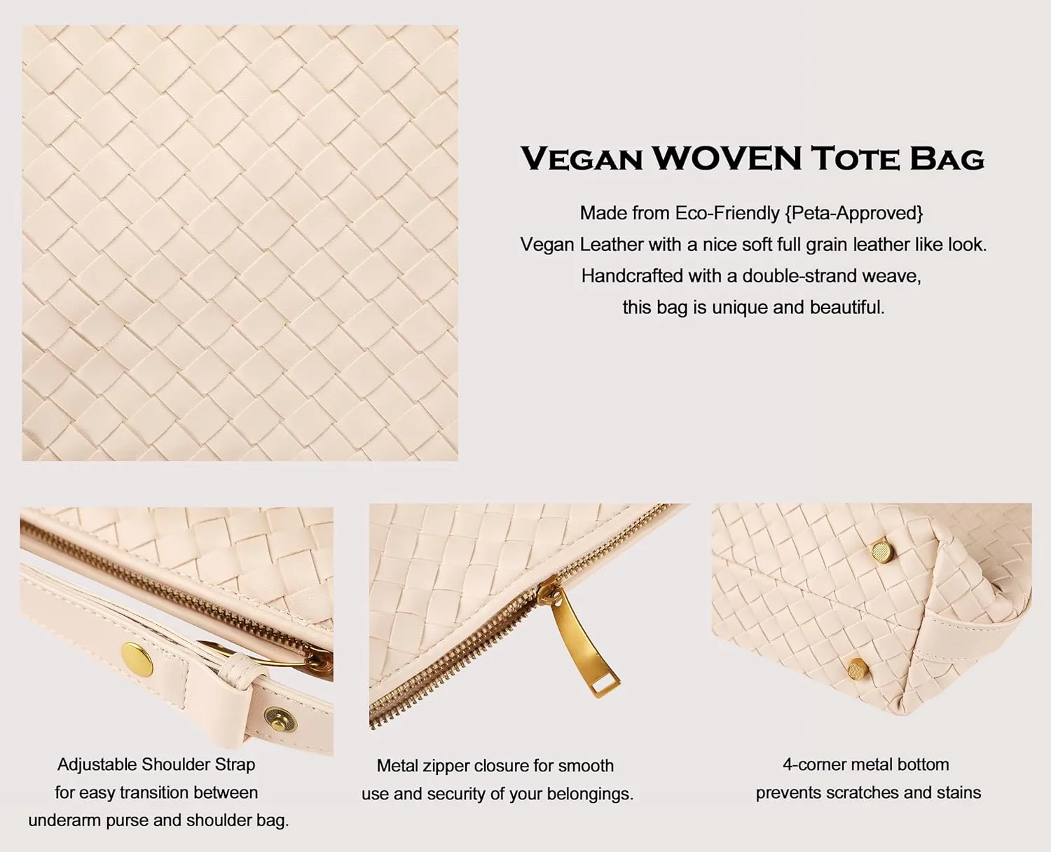 Vegan Leather Woven Tote Handbag, Top-handle Shoulder Bag, Pure Underarm Purse, Clutch, Braided