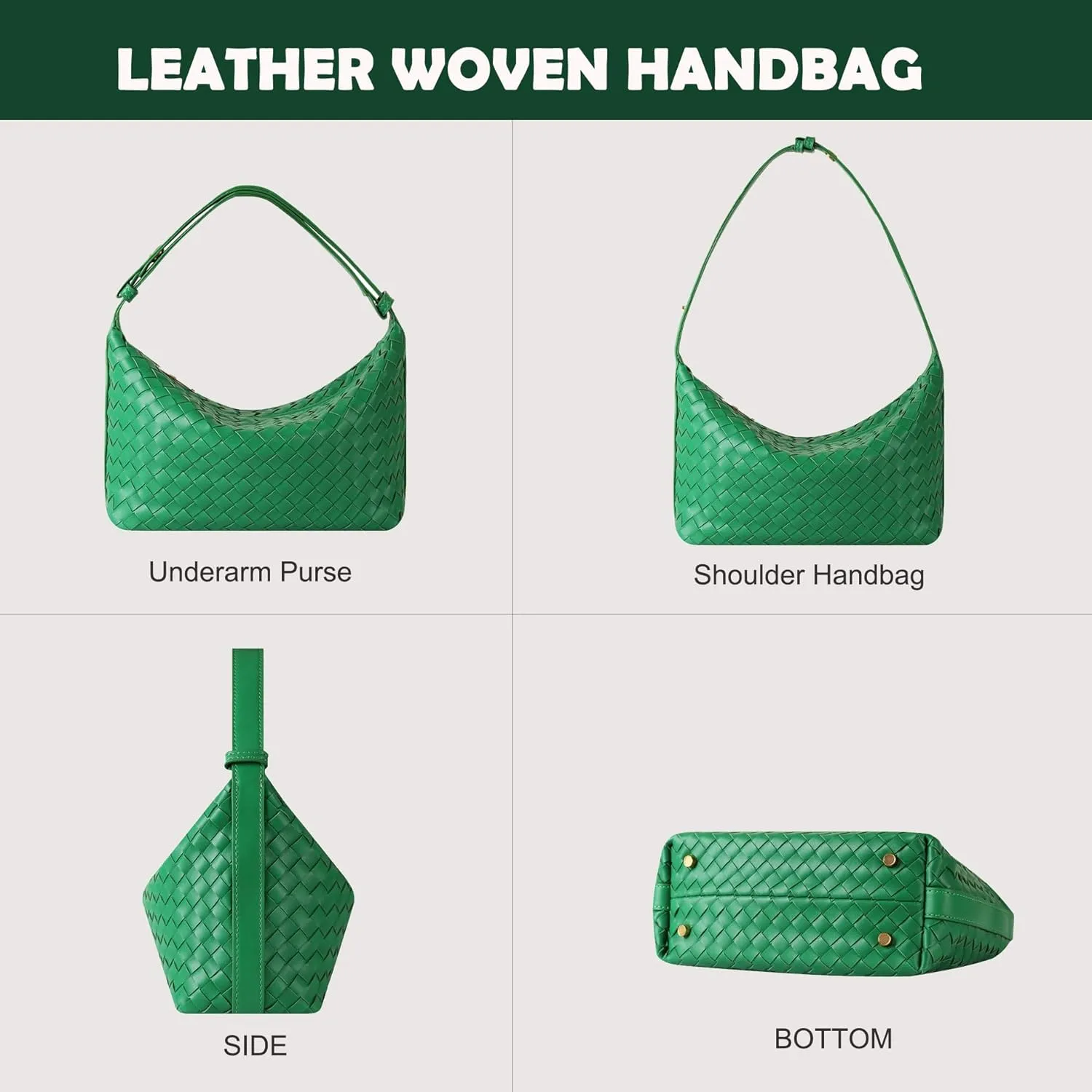 Vegan Leather Woven Tote Handbag, Top-handle Shoulder Bag, Pure Underarm Purse, Clutch, Braided