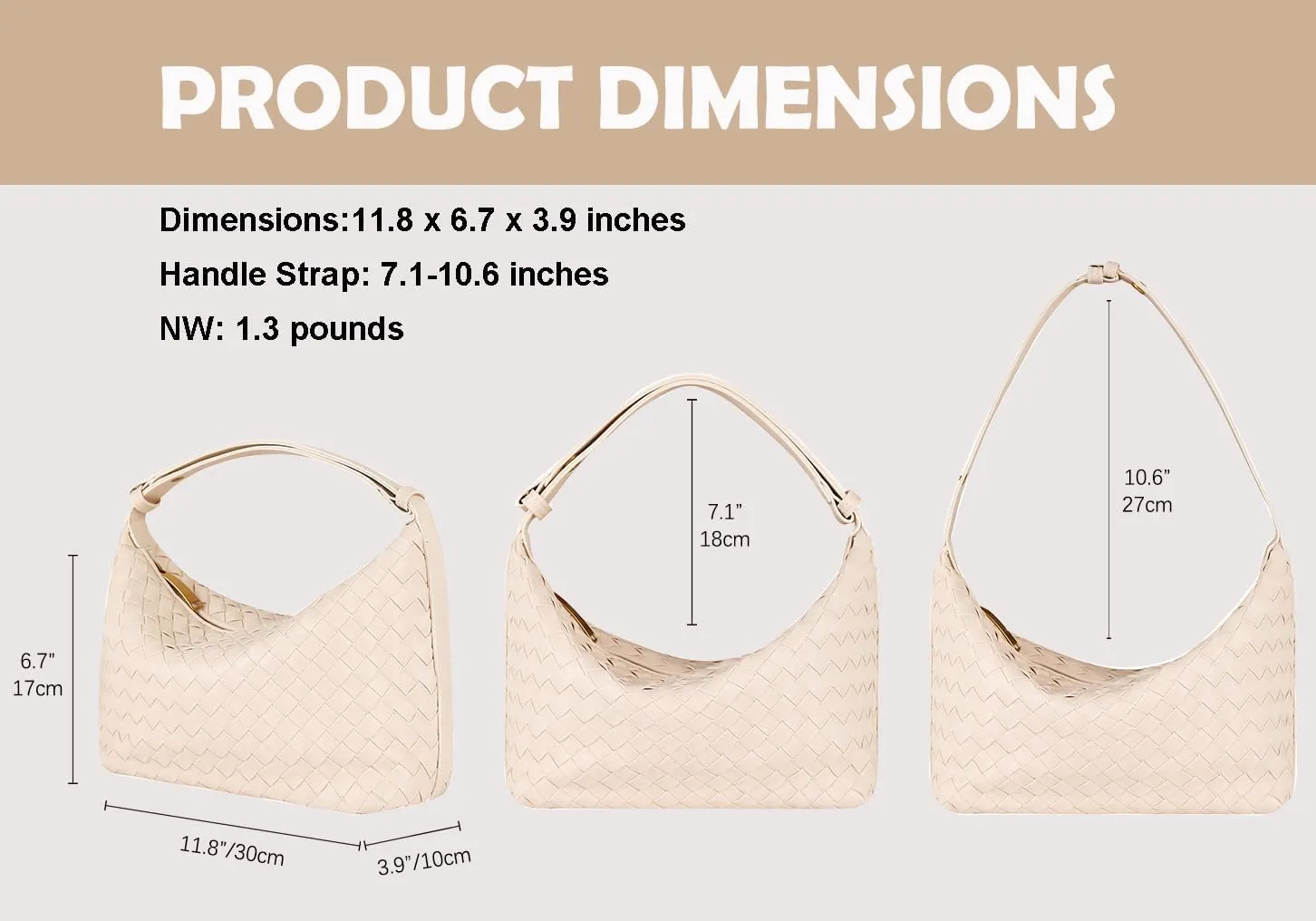 Vegan Leather Woven Tote Handbag, Top-handle Shoulder Bag, Pure Underarm Purse, Clutch, Braided