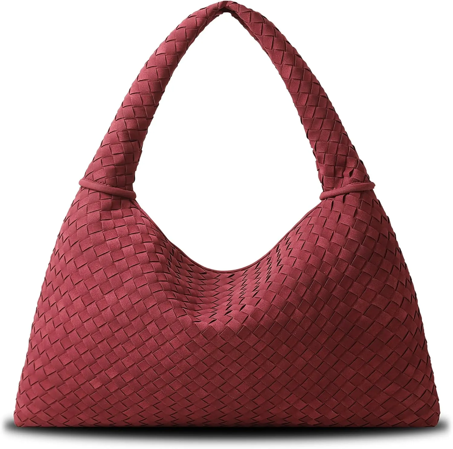 Vegan Leather Woven Tote, Vintage Suede Hobo, Suede Woven Purse, Large Leather Shoulder Bag Braided Hobo