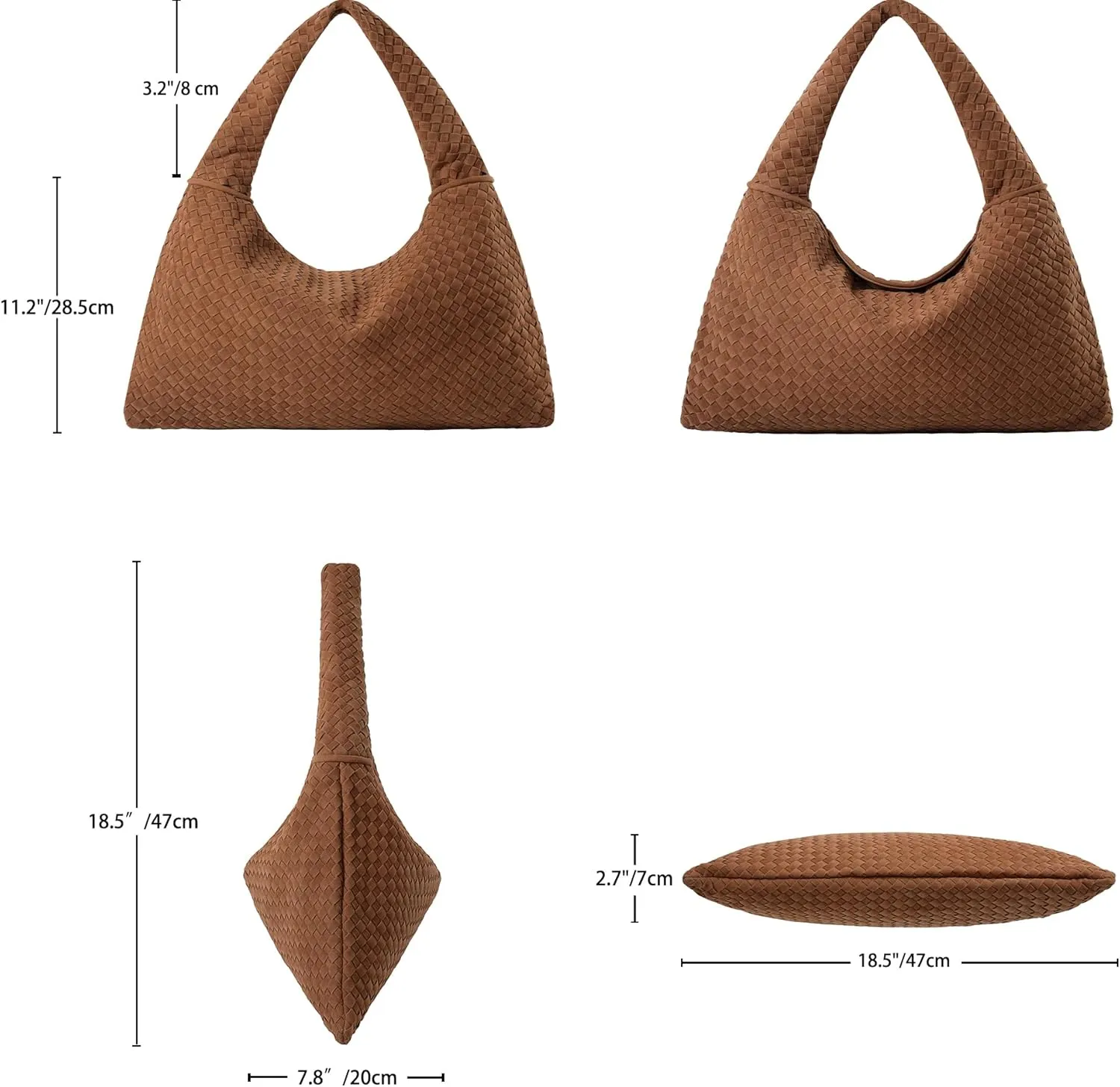 Vegan Leather Woven Tote, Vintage Suede Hobo, Suede Woven Purse, Large Leather Shoulder Bag Braided Hobo