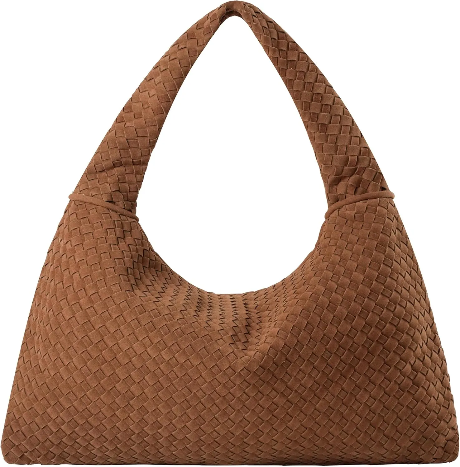Vegan Leather Woven Tote, Vintage Suede Hobo, Suede Woven Purse, Large Leather Shoulder Bag Braided Hobo