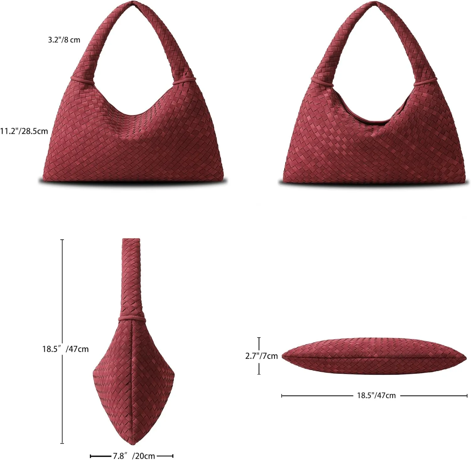 Vegan Leather Woven Tote, Vintage Suede Hobo, Suede Woven Purse, Large Leather Shoulder Bag Braided Hobo