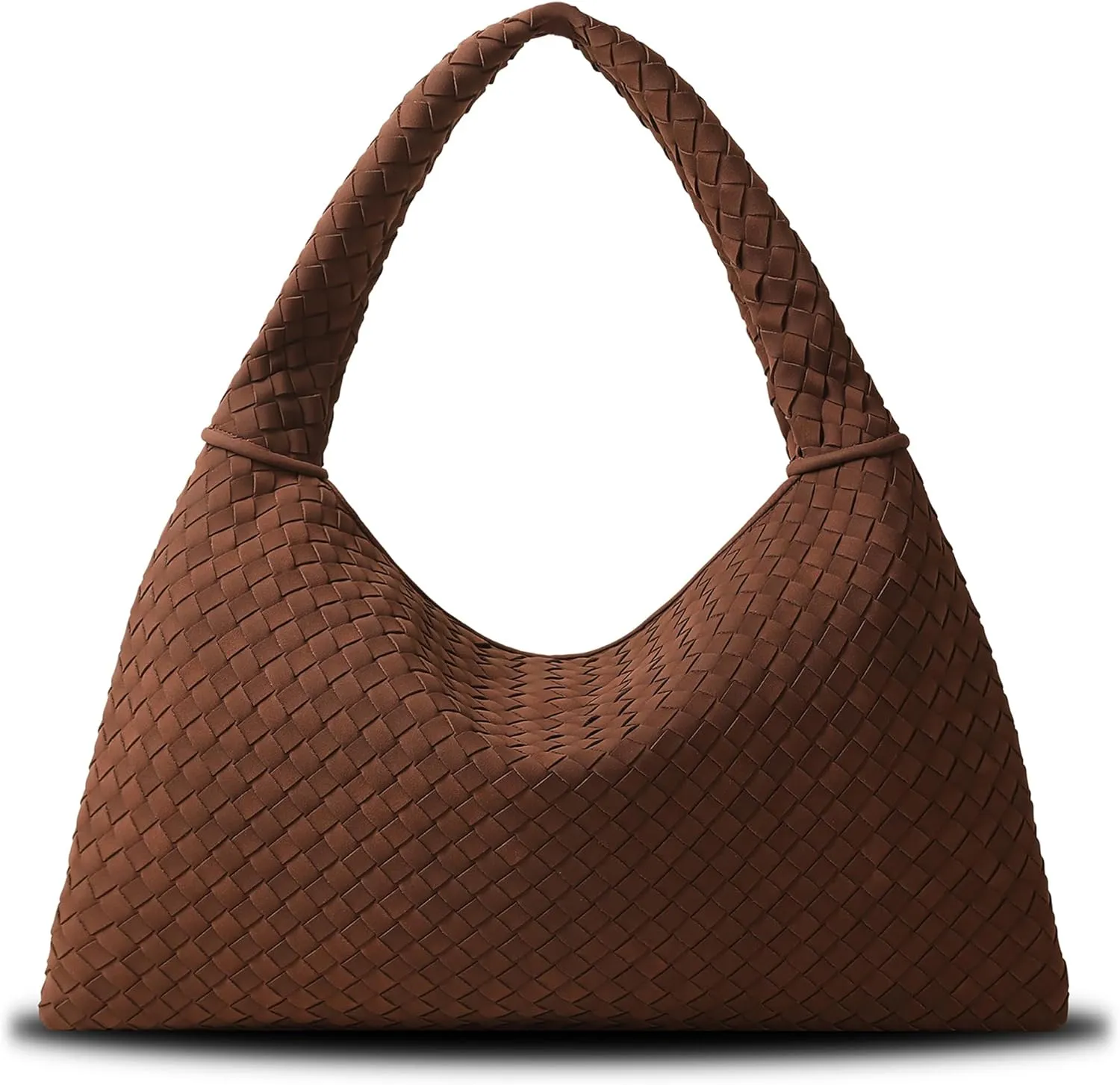 Vegan Leather Woven Tote, Vintage Suede Hobo, Suede Woven Purse, Large Leather Shoulder Bag Braided Hobo