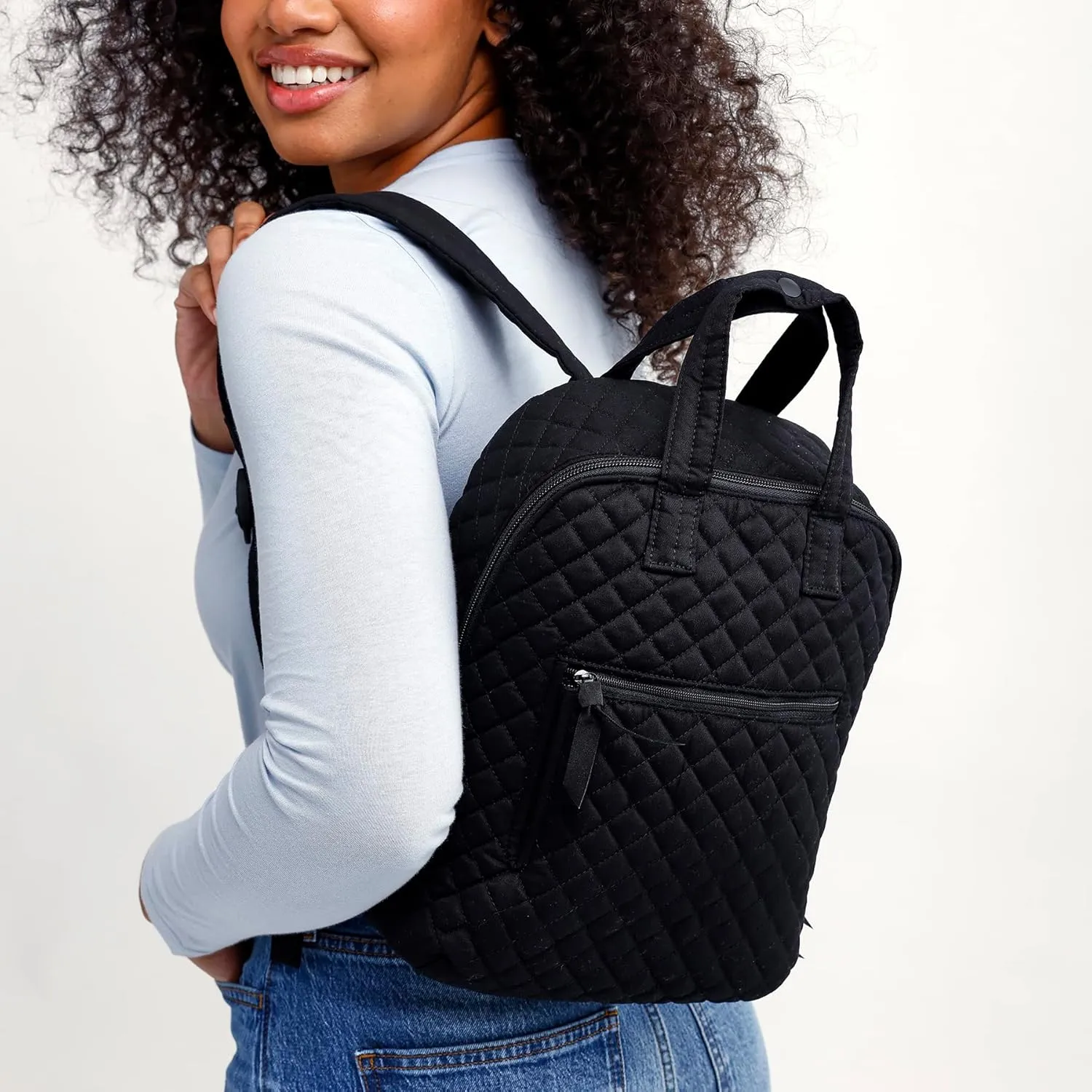 Vera Bradley Women's Cotton MiniTotepack Backpack, Cloud Vine Multi - Recycled Cotton, One Size