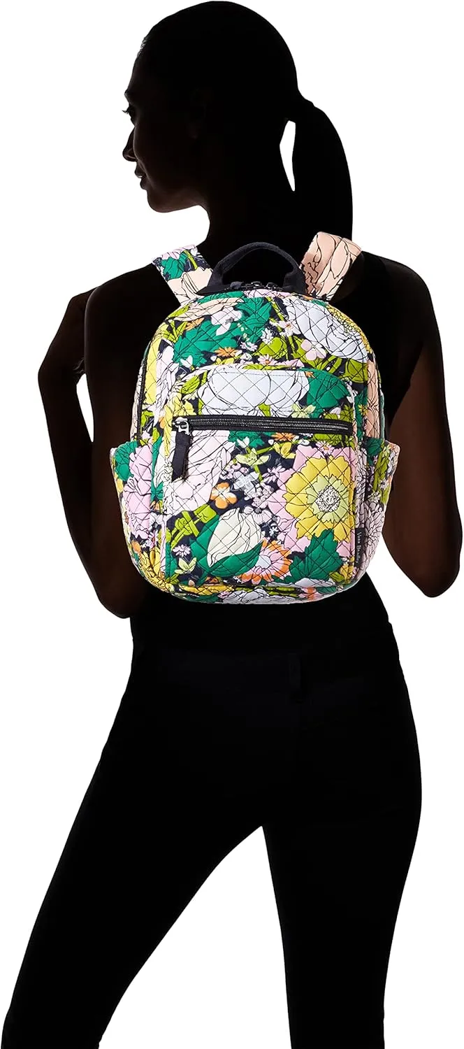 Vera Bradley Women's Cotton Small Backpack, Bloom Boom - Recycled Cotton, One Size