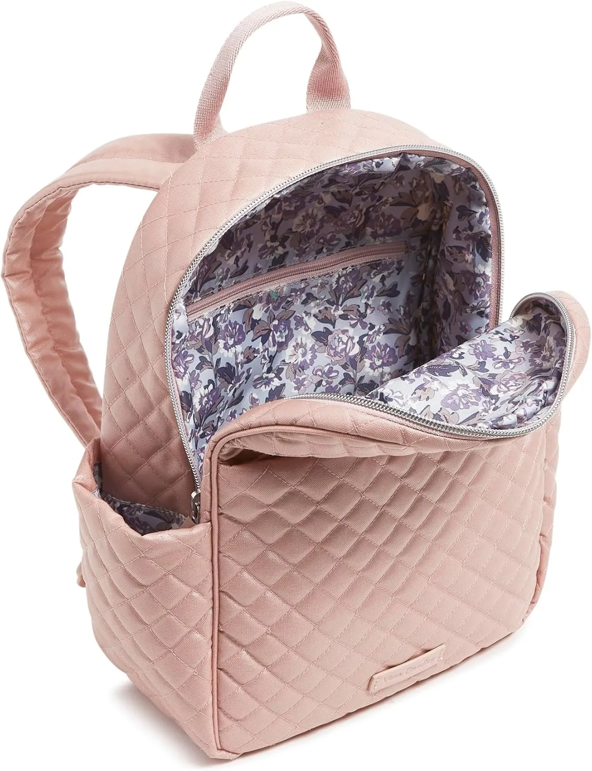 Vera Bradley Women's Cotton Small Backpack Bookbag, Rose Quartz, One Size