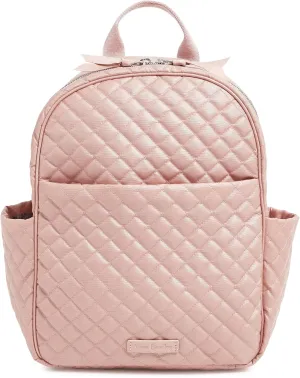 Vera Bradley Women's Cotton Small Backpack Bookbag, Rose Quartz, One Size