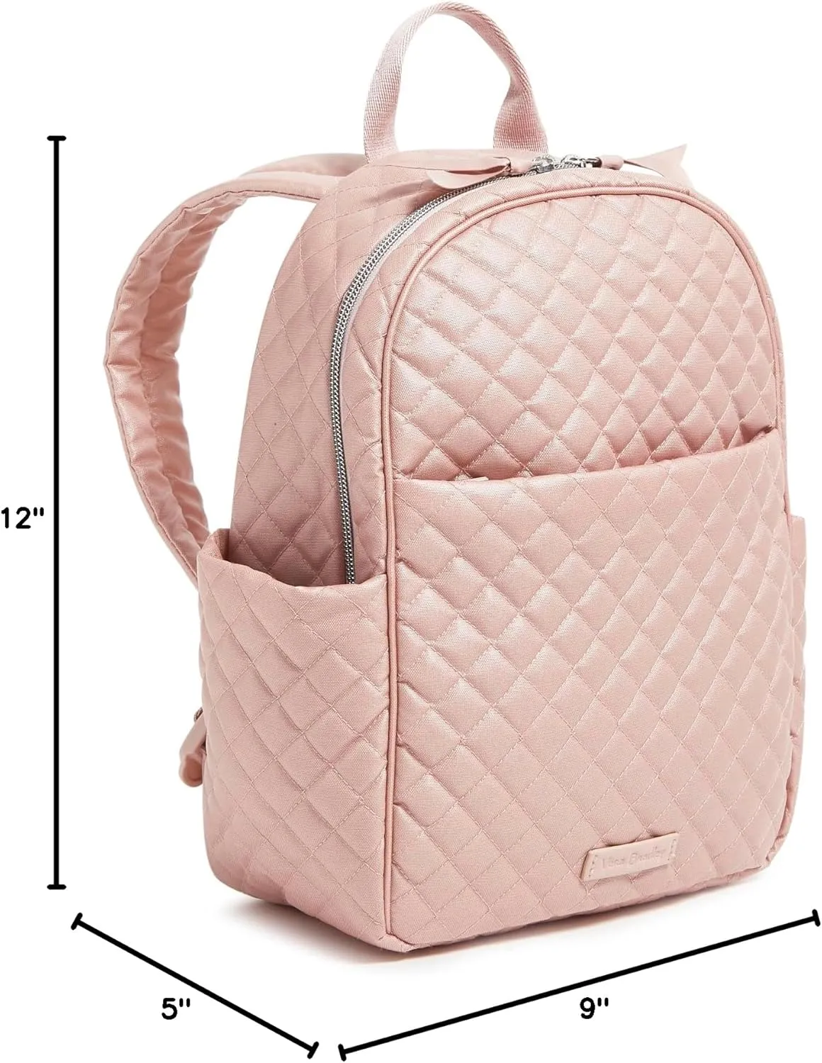 Vera Bradley Women's Cotton Small Backpack Bookbag, Rose Quartz, One Size
