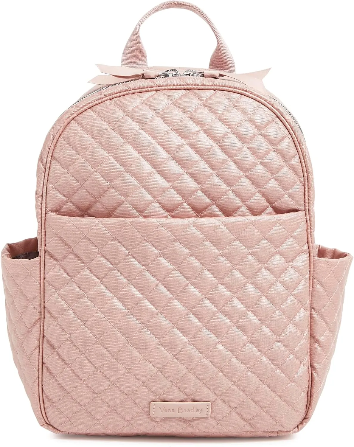 Vera Bradley Women's Cotton Small Backpack Bookbag, Rose Quartz, One Size