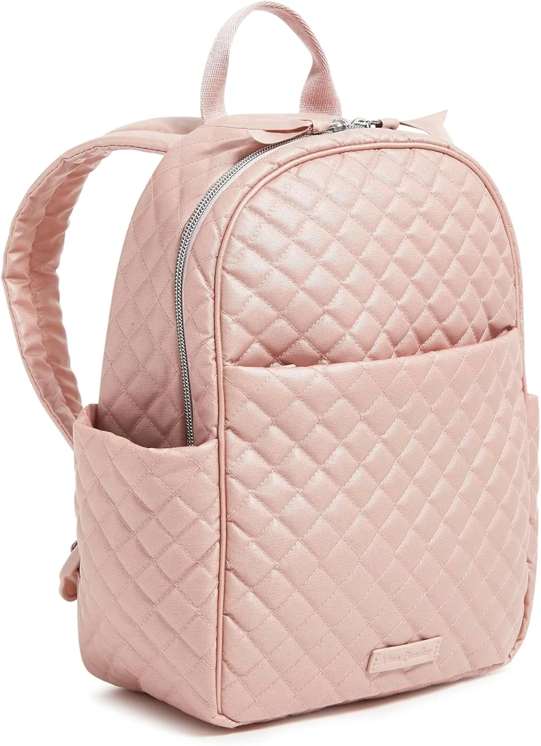 Vera Bradley Women's Cotton Small Backpack Bookbag, Rose Quartz, One Size