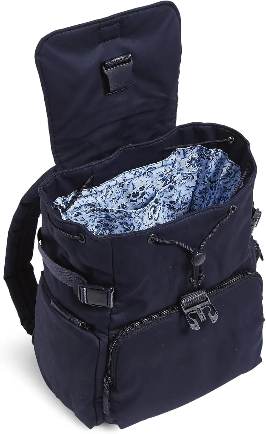 Vera Bradley Women's Cotton Utility Backpack, Classic Navy - Recycled Cotton, One Size