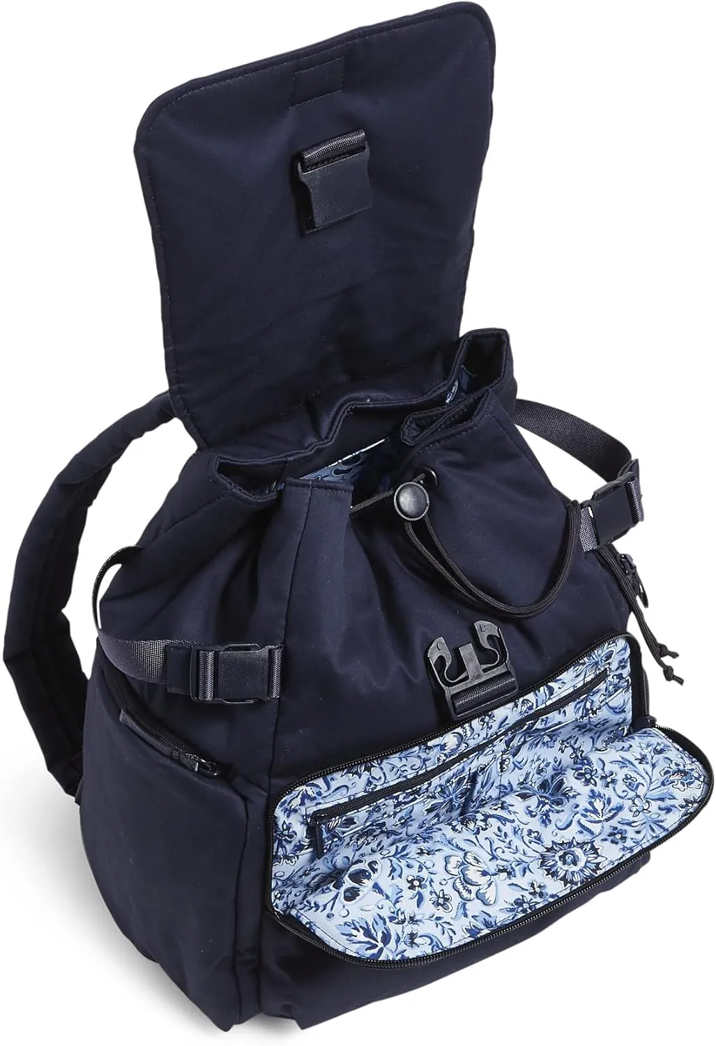 Vera Bradley Women's Cotton Utility Backpack, Classic Navy - Recycled Cotton, One Size