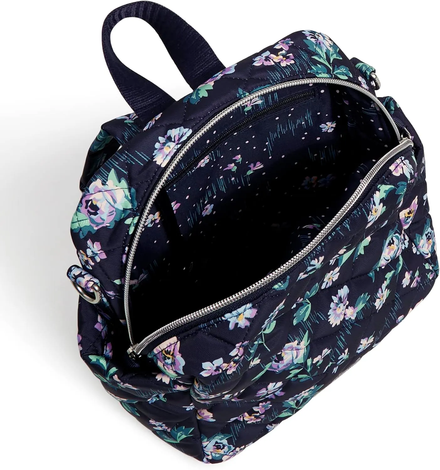 Vera Bradley Women's Performance Twill Convertible Small Backpack, Navy Garden, One Size