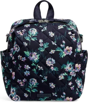 Vera Bradley Women's Performance Twill Convertible Small Backpack, Navy Garden, One Size