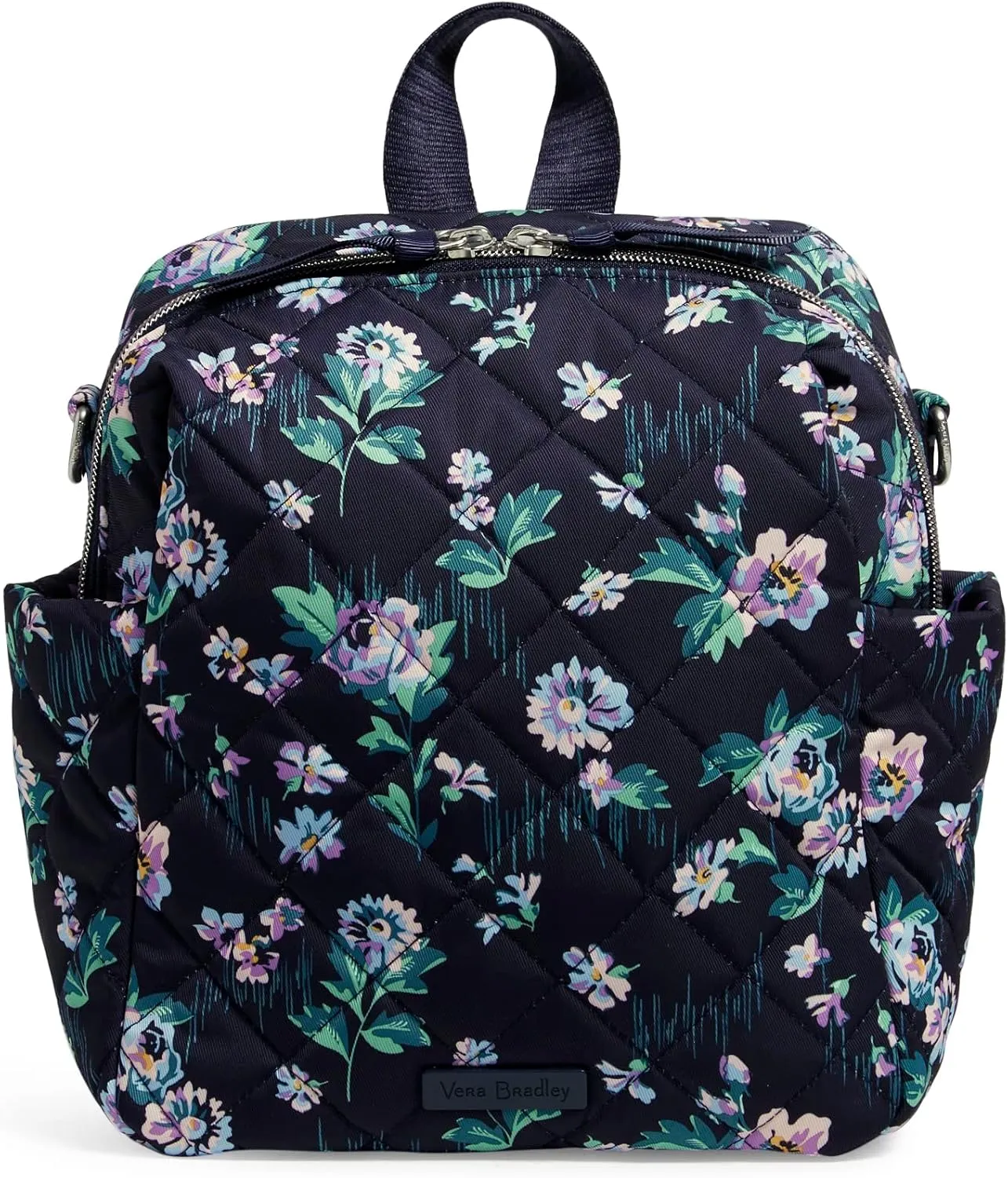 Vera Bradley Women's Performance Twill Convertible Small Backpack, Navy Garden, One Size