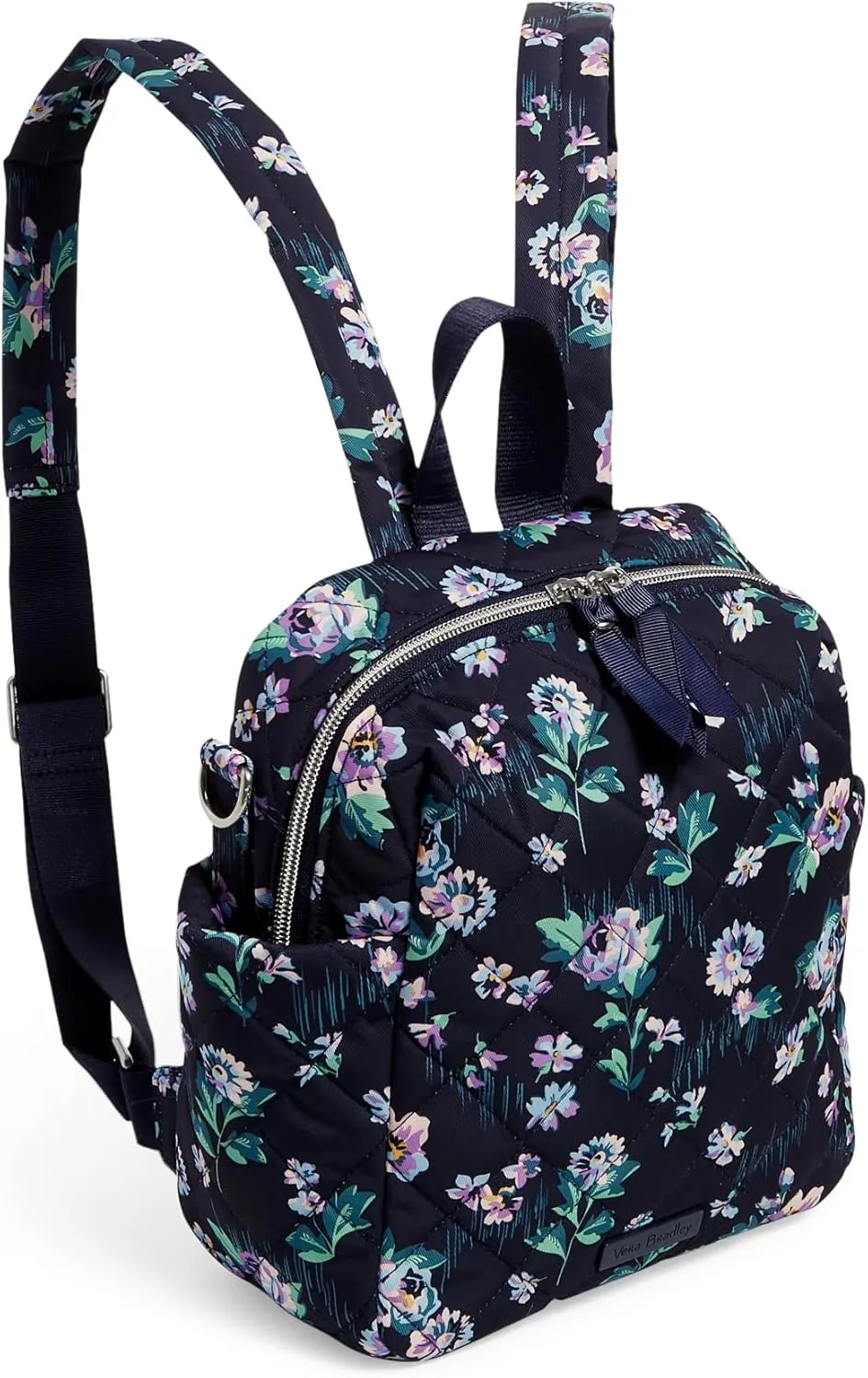 Vera Bradley Women's Performance Twill Convertible Small Backpack, Navy Garden, One Size