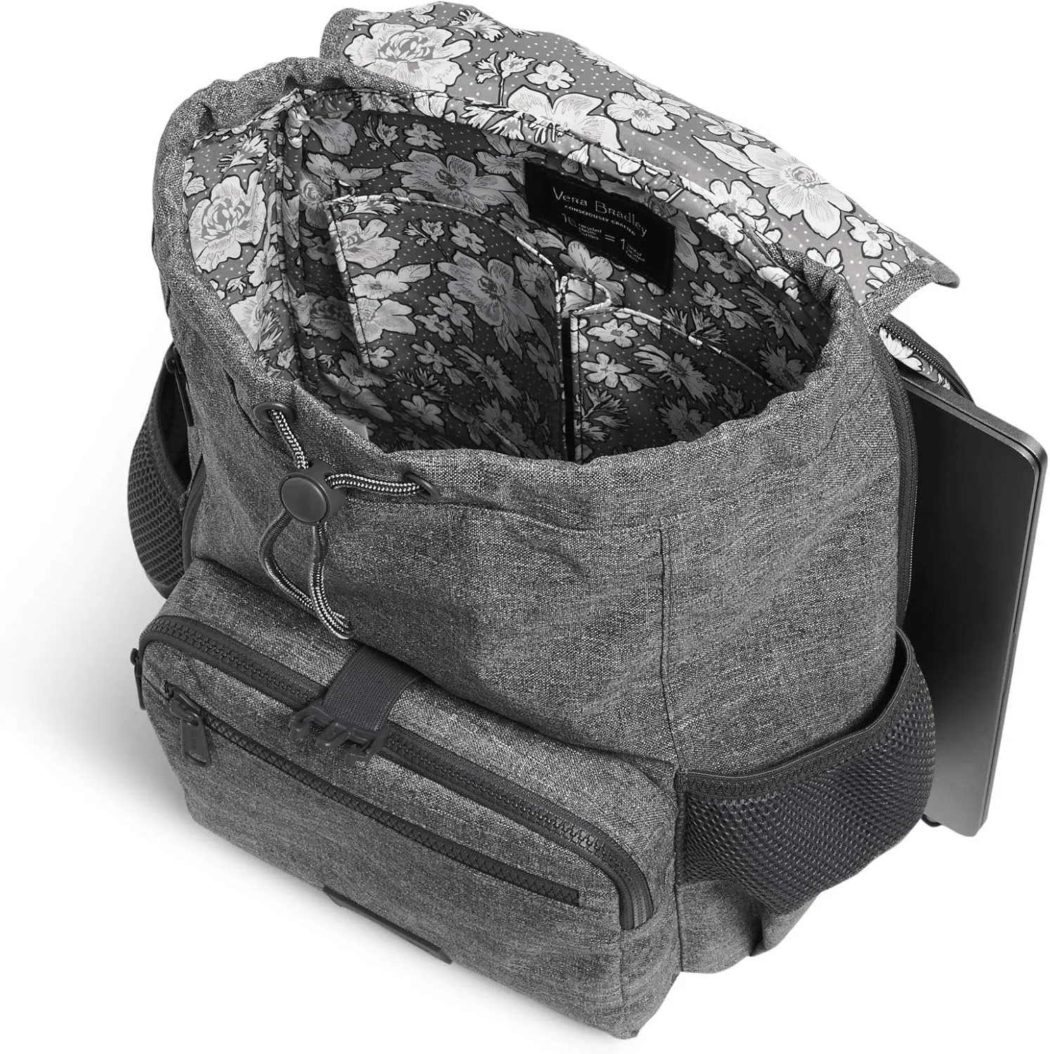 Vera Bradley Women's Recycled Lighten Up Reactive Daytripper Backpack, Gray Heather, One Size