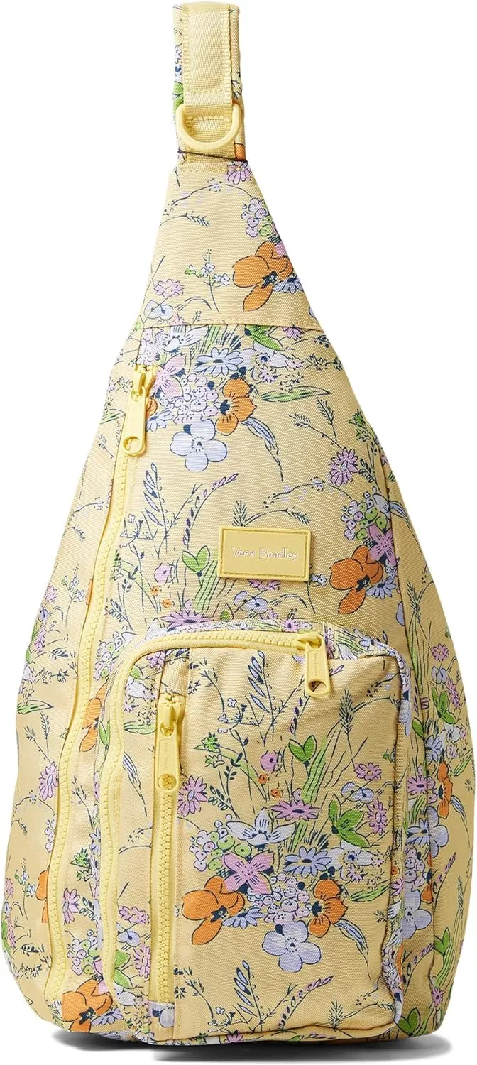 Vera Bradley Women's Recycled Lighten Up Reactive Sling Backpack, Sunlit Garden, One Size