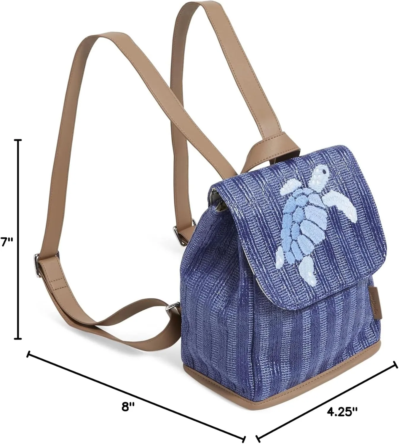 Vera Bradley Women's Straw Mini Backpack Purse, Regatta Turtle Blue, One Size