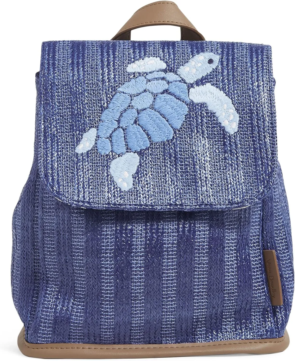 Vera Bradley Women's Straw Mini Backpack Purse, Regatta Turtle Blue, One Size