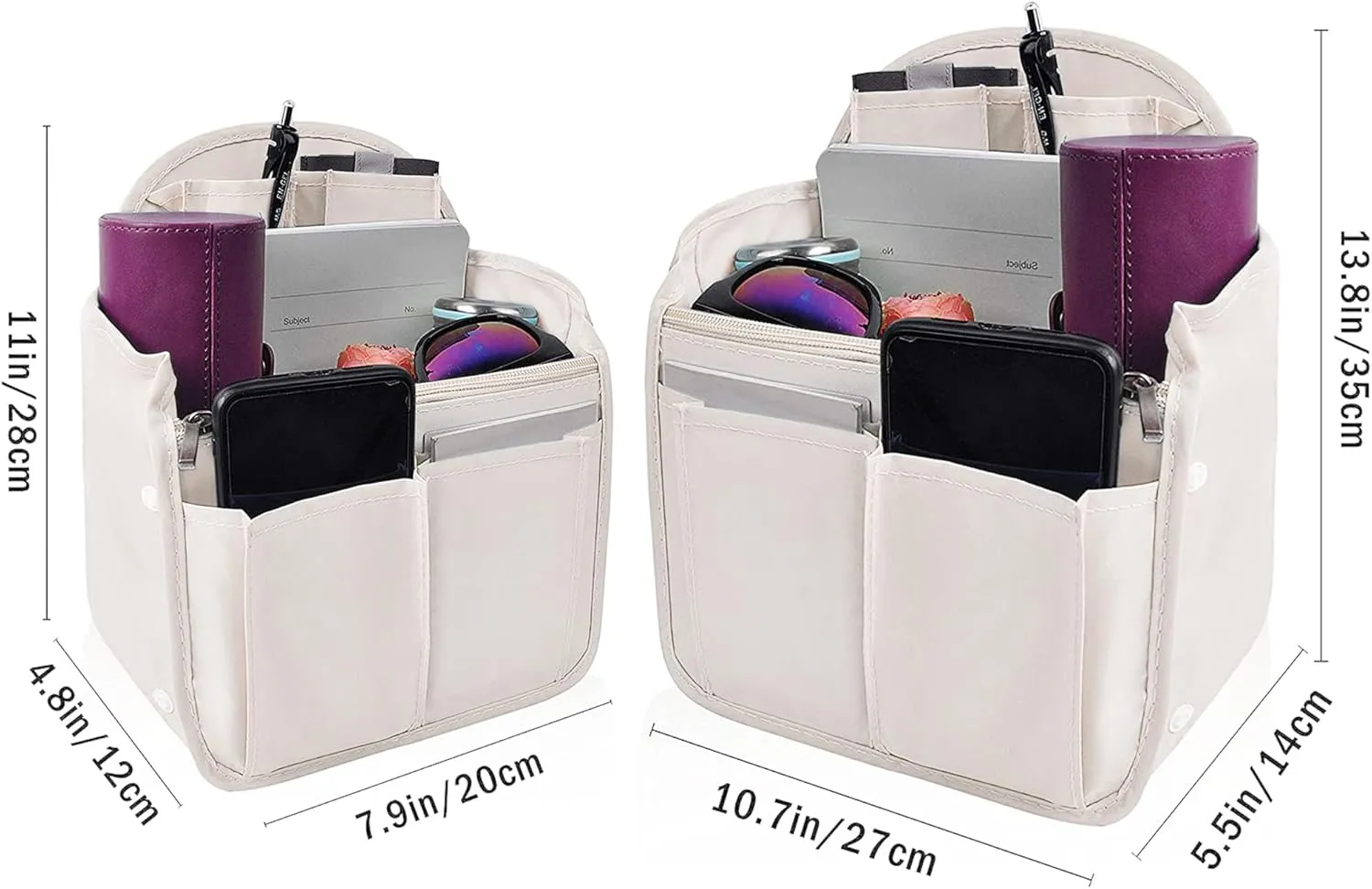 Vercord Backpack Organizer Insert Liner Hanging Travel Bag in Bag with Many Pockets
