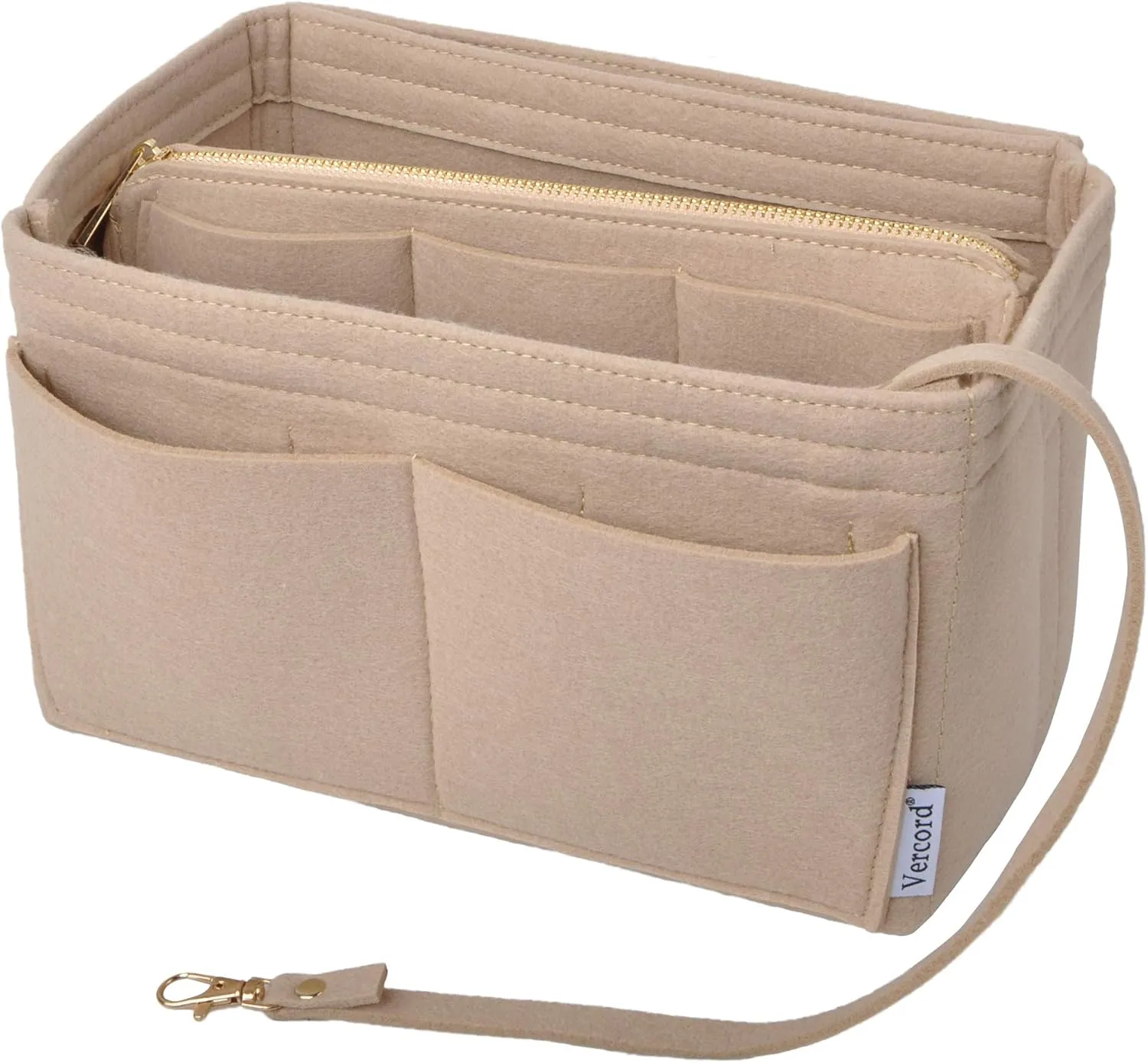 Vercord Felt Organizer Insert for Purse Handbag Tote Bag in Bag Inside Shaper Divider Neo Beige Xlarge