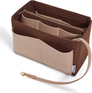 Vercord Felt Organizer Insert For Purse Handbag Tote Bag In Bag Inside Shaper Divider Neo Coffee & Beige Medium